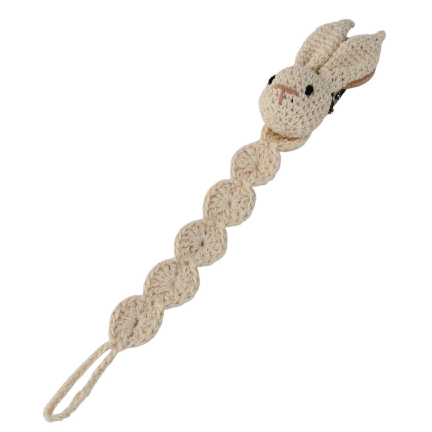 Schnullerbefestigung Handgemachte Schnullerkette "Hasi" in Beige