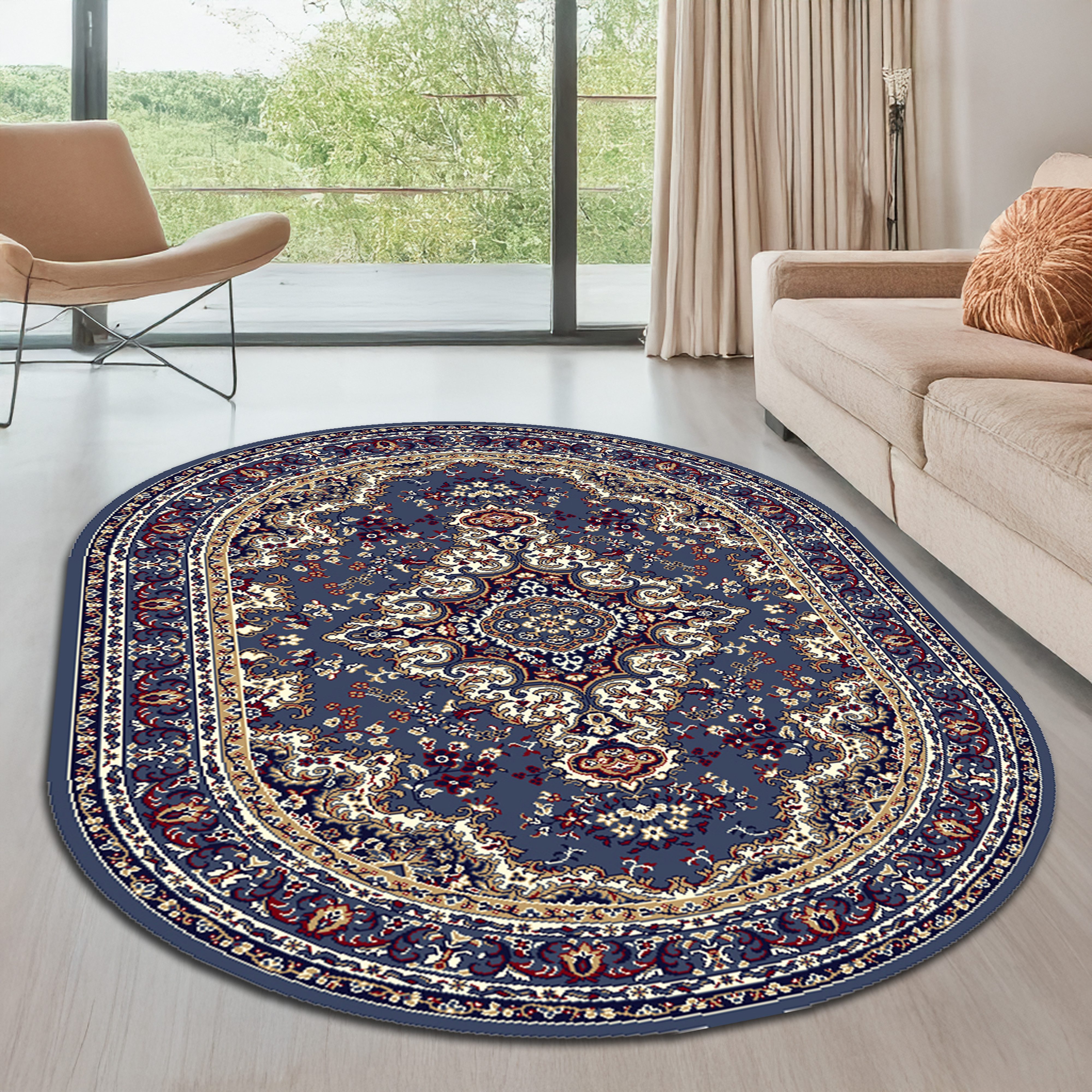 OTTO home Teppich Oriental, Made in Belgium, oval, Höhe: 7 mm, Orient-Optik, mit Bordüre, Teppich, Kurzflor, Weich, Kundenliebling
