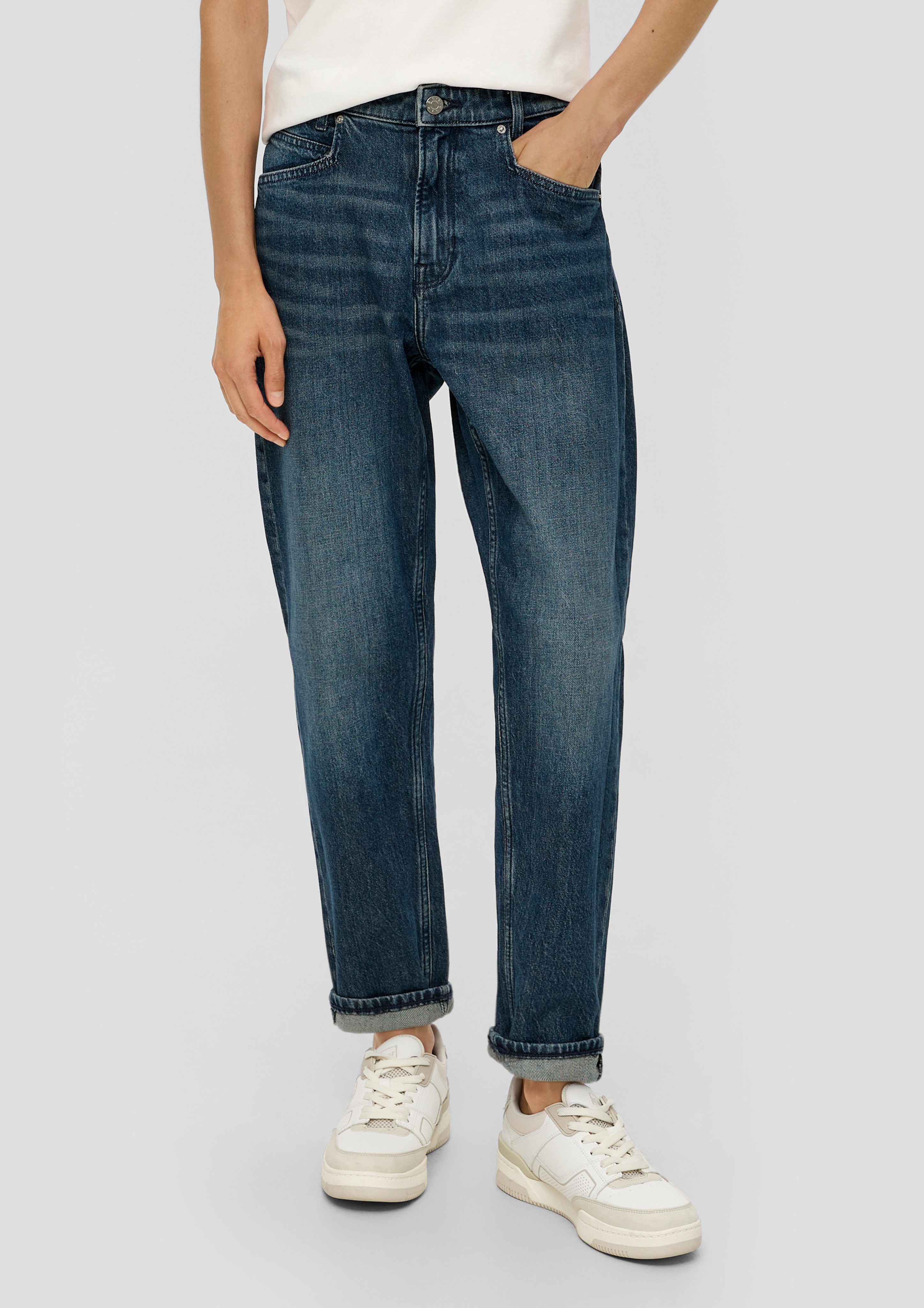 s.Oliver 7/8-Jeans Ankle-Jeans Label-Patch Fit Mid Leg Rise Tapered / Franciz / Waschung, Relaxed 