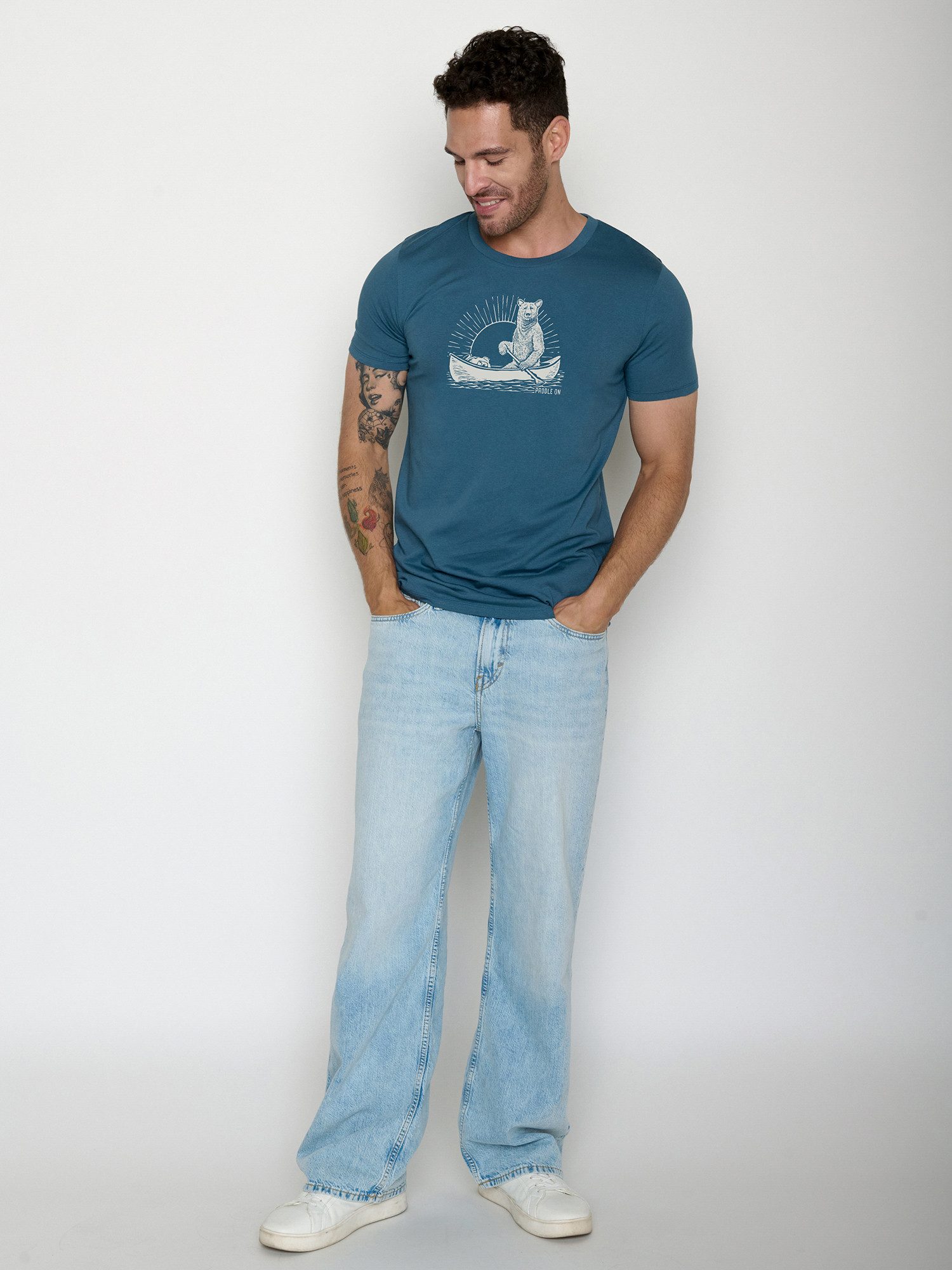 GreenBomb T-Shirt Guide Bear Canoe (1-tlg., 1) klassischer Schnitt, tailliert, Rundhalsausschnitt, Bio-Baumwolle