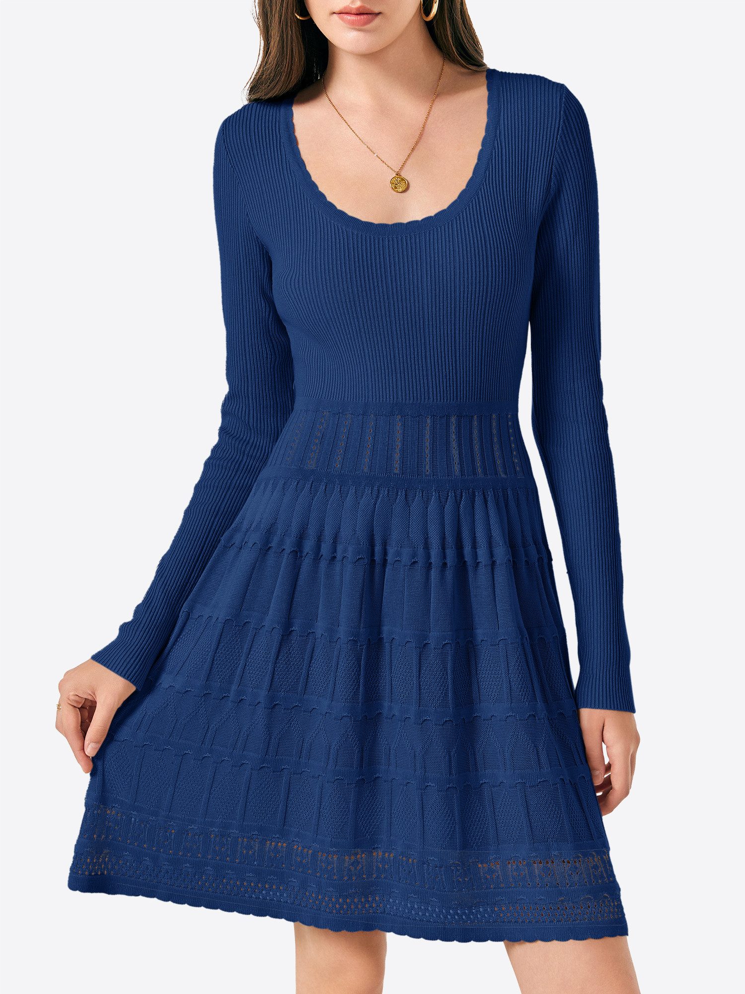 Imily Bela Strickkleid Damen Kurzes A-Linien-Kleid mit Rundhalsausschnitt (Packung, 1-tlg., 1per-Pack) casual – Bild 4 von 5