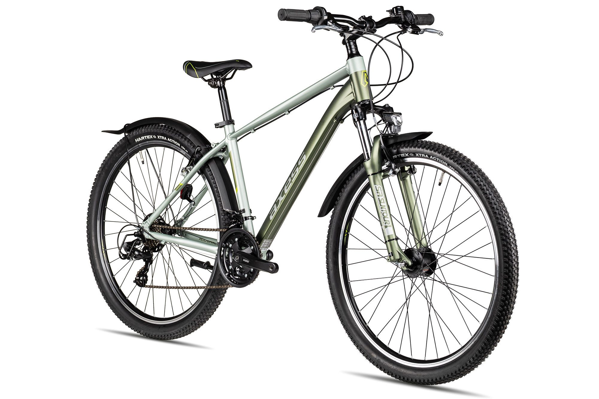 Axess Kinderfahrrad Axess Adventure 27.5, 21 Gang Shimano Tourney 21 Schaltwerk, Kettenschaltung, Straßenausstattung grün