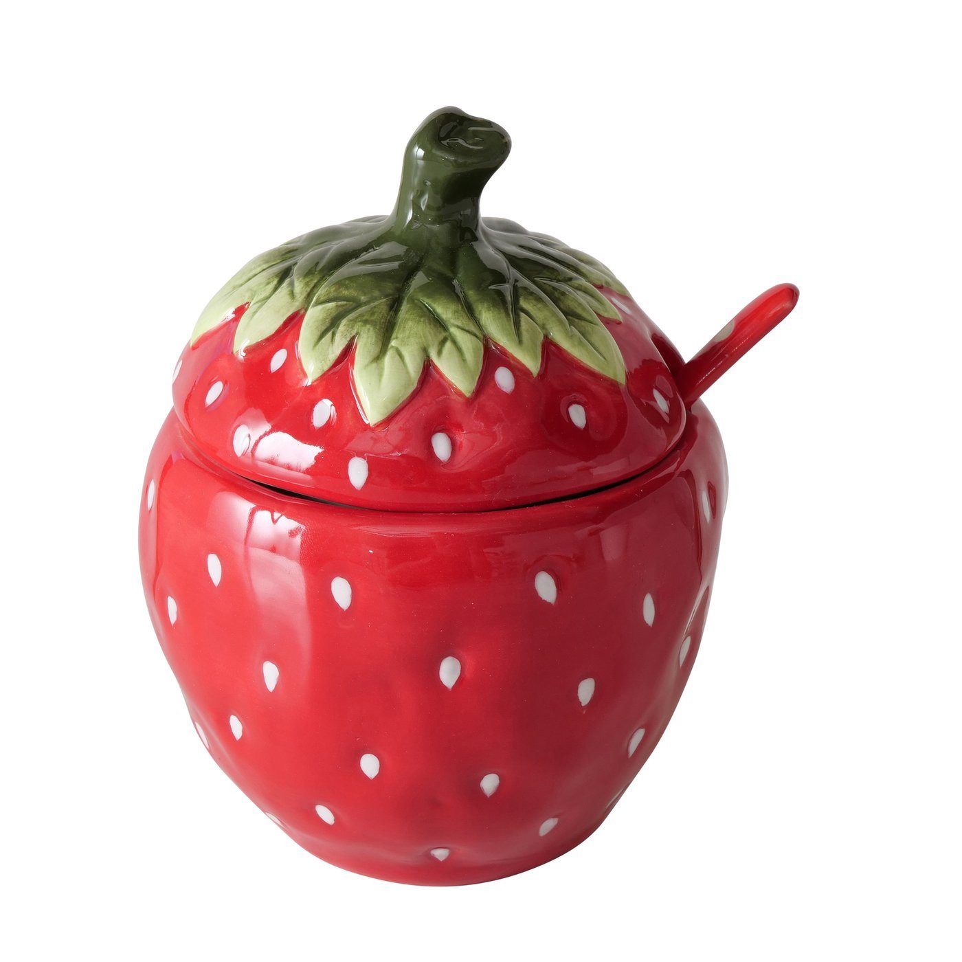 BOLTZE GRUPPE GmbH Marmeladenglas Vorratsdose STRAWBERRY, Keramik, (3-teilig), Marmeladenglas mit Löffel