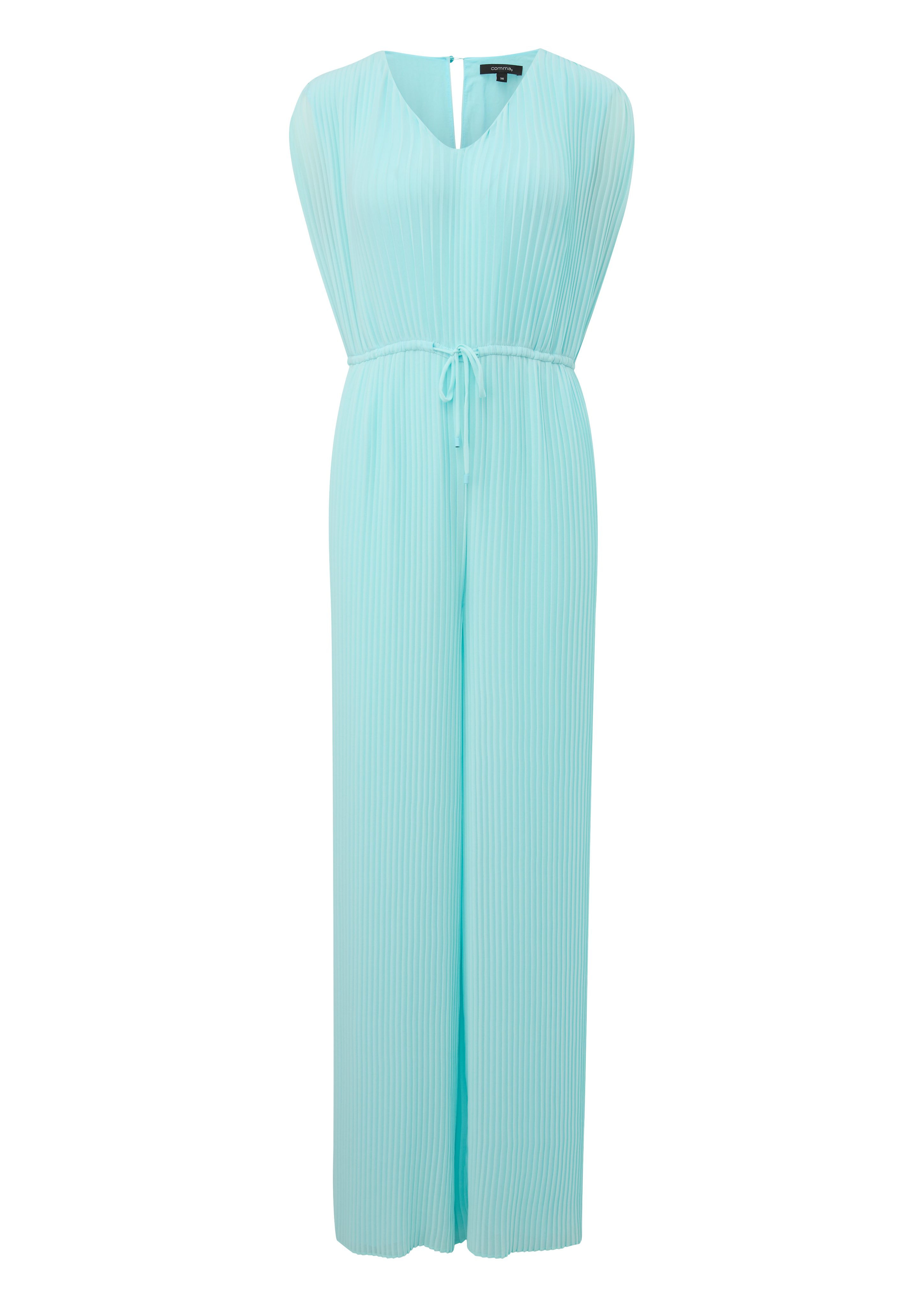 Overall Plissee-Jumpsuit mit V-Ausschnitt