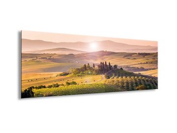 artissimo Glasbild Glasbild 80x30cm Bild aus Glas Landschaft Toskana Italien, Panorama-Foto: Italien