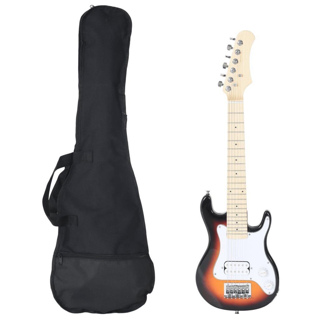 Westerngitarre E-Gitarre für Kinder mit Tasche Braun und Weiß 3/4 30"