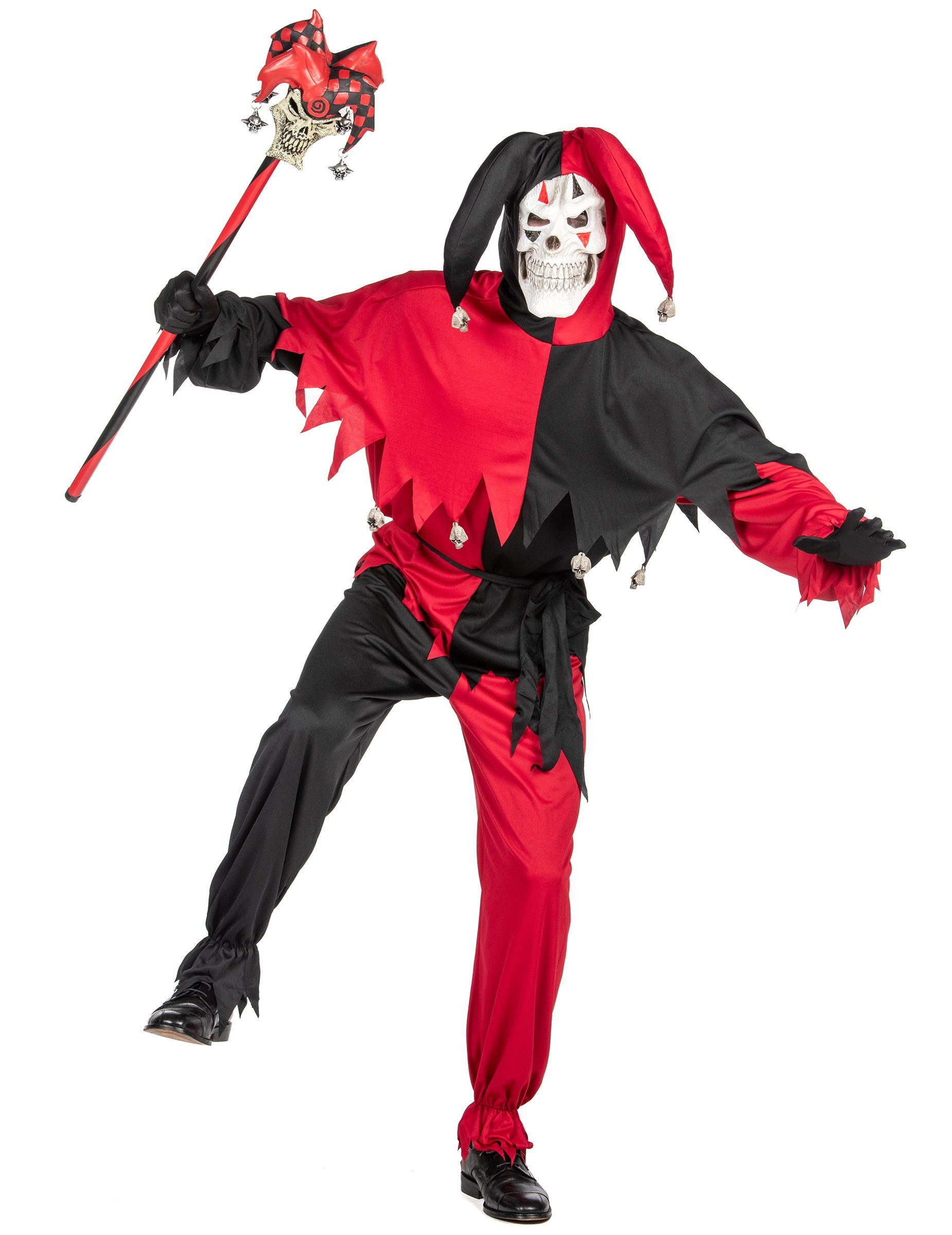 California Costumes Kostüm Böser Clown Harlekin Halloween-Kostüm rot-schwarz