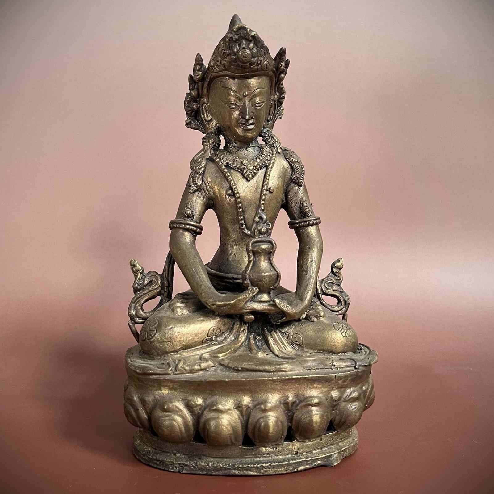 Buddhafigur Skulptur LifeStyle Bronze Asien Amitayus Buddha Figur Indien