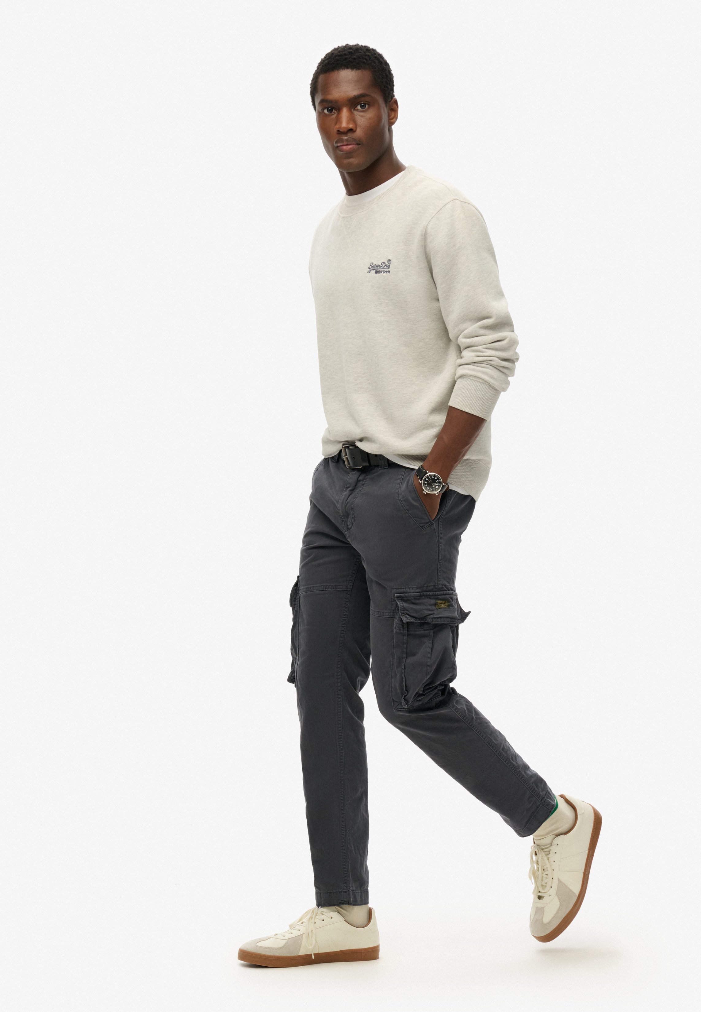 Superdry Cargohose Core Cargo Pant aus Baumwollmischung mit Elasthan, Straight Fit, knöchellang