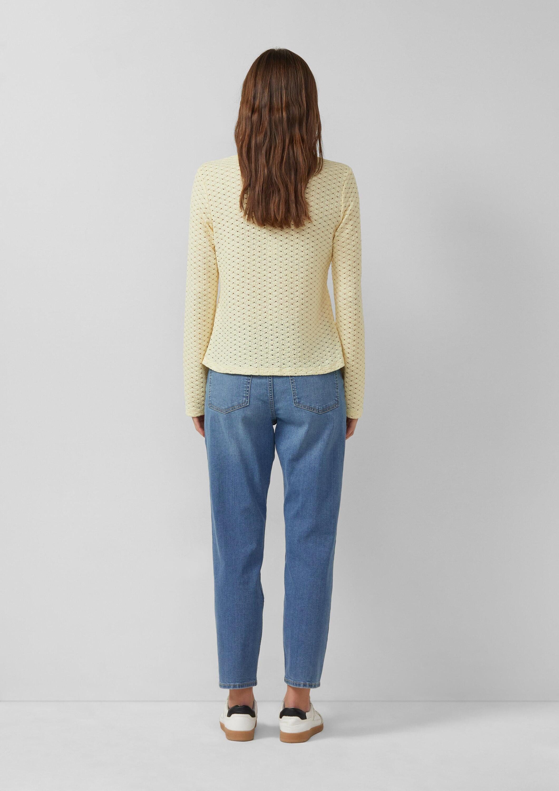 s.Oliver Langarmbluse T-Shirt Jersey-Bluse aus Lochspitze