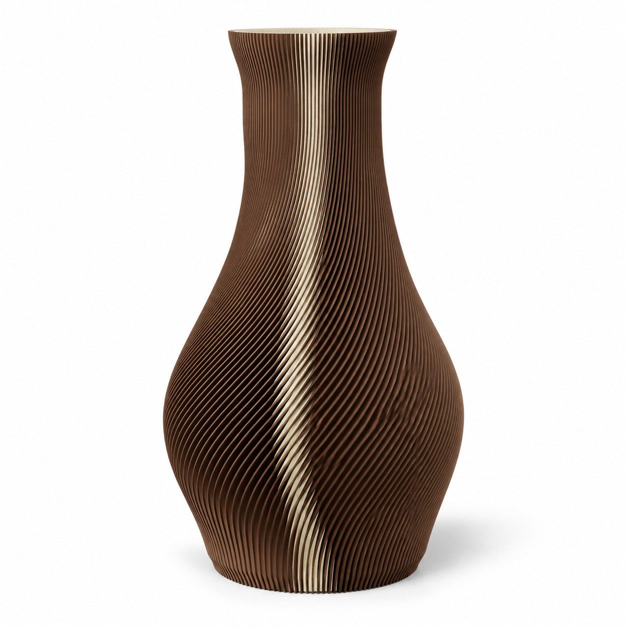 Norvéa Home Dekovase Vase für Trockenblumen & Pampasgras, modern mit Rillen, Holzoptik