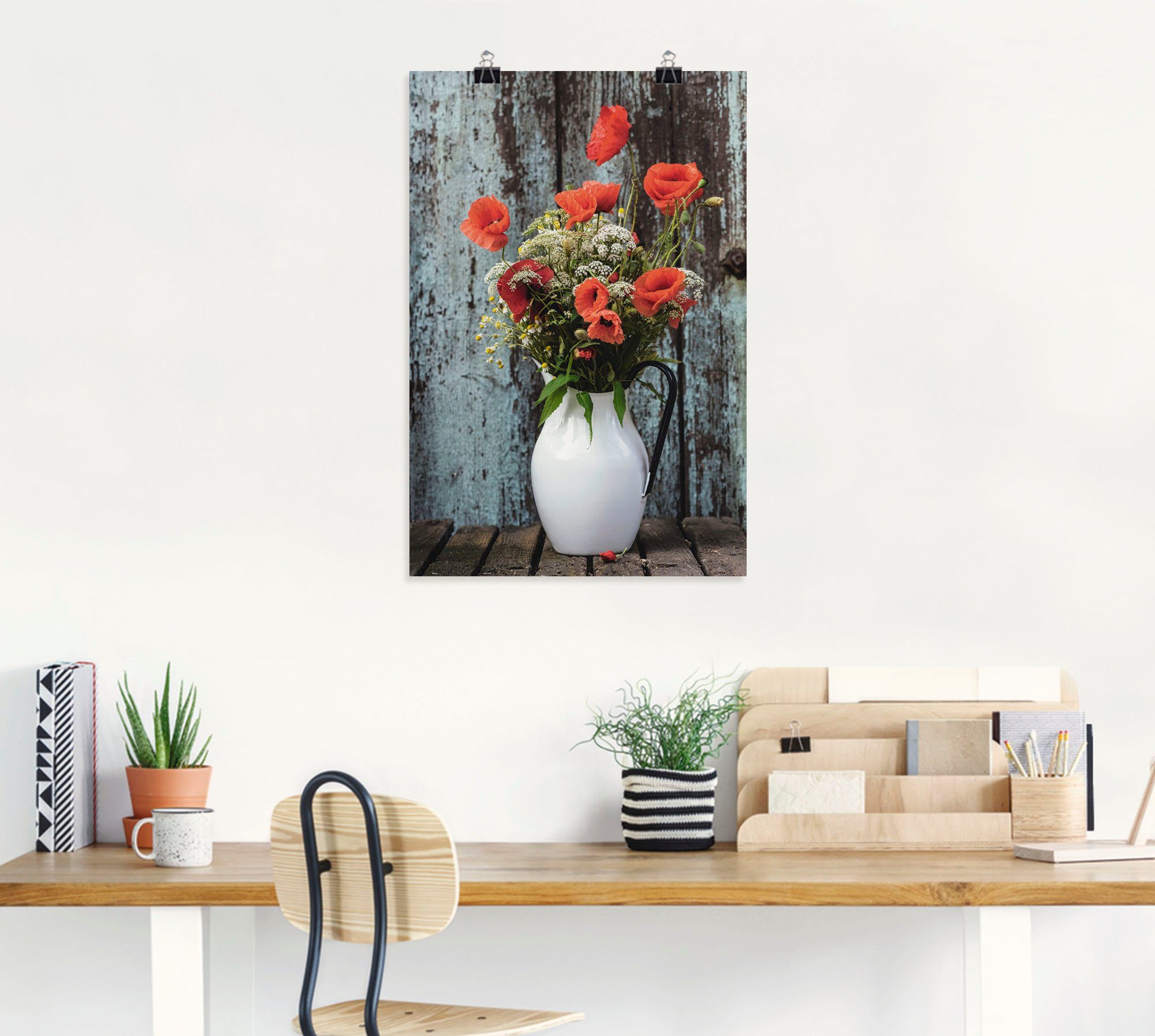 mit Artland Größen oder Blumen in Wandbild Leinwandbild, versch. als Mohnblumen, Poster Wandaufkleber Krug Alubild, (1 St),
