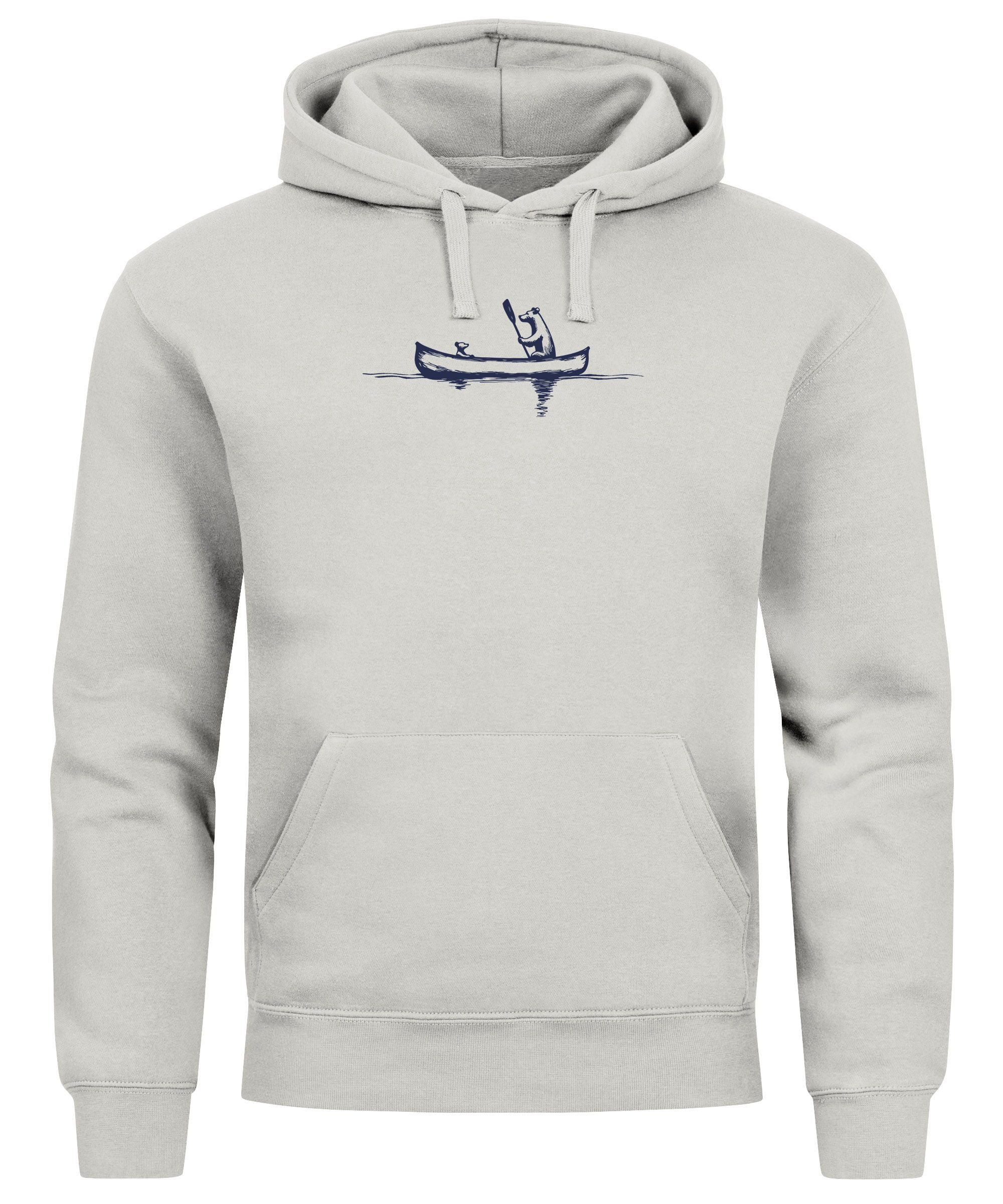 Hoodie Hoodie Herren Bär Familie Kanu Outdoor Print Aufdruck Motiv