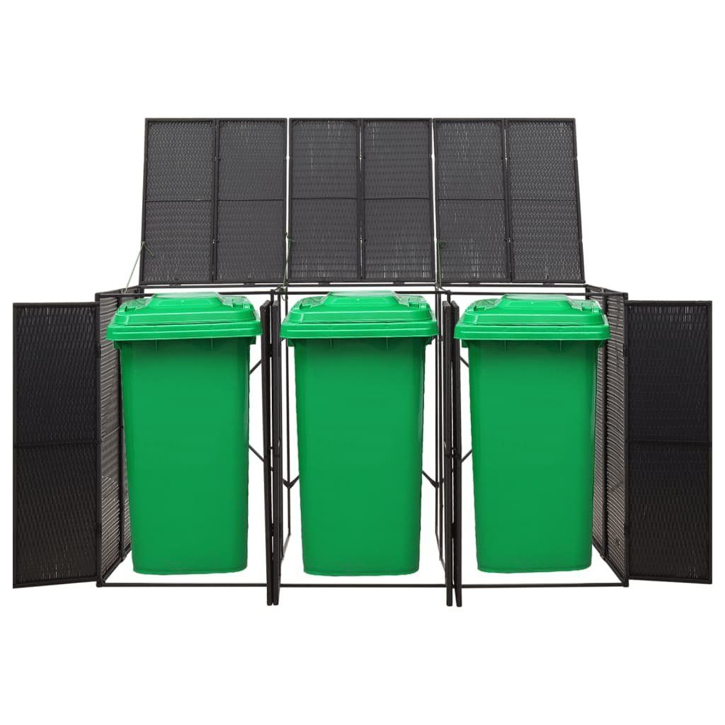 vidaXL Mülltonnenbox 3 Tonnen Mülltonnenverkleidung Mülltonnenbox schwarz Polyrattan