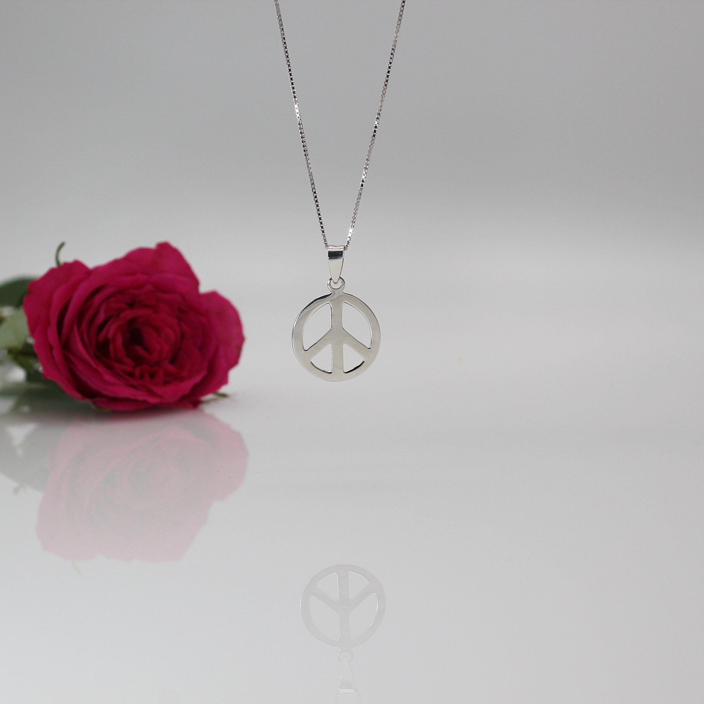 Silber Silberkette 50 925), Sterling Anhänger Friedenszeichen CND-Symbol Geschenkschachtel mit cm, ELLAWIL Peace Friedenssymbol inklusive (Kettenlänge Halskette