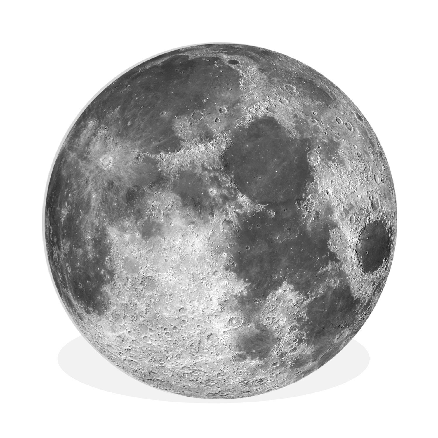 MuchoWow Gemälde Weltraum - Mond - Nacht, Fotodruck (1 St), Kreis Wanddekoration, Rundes Wandbild, 30x30 cm