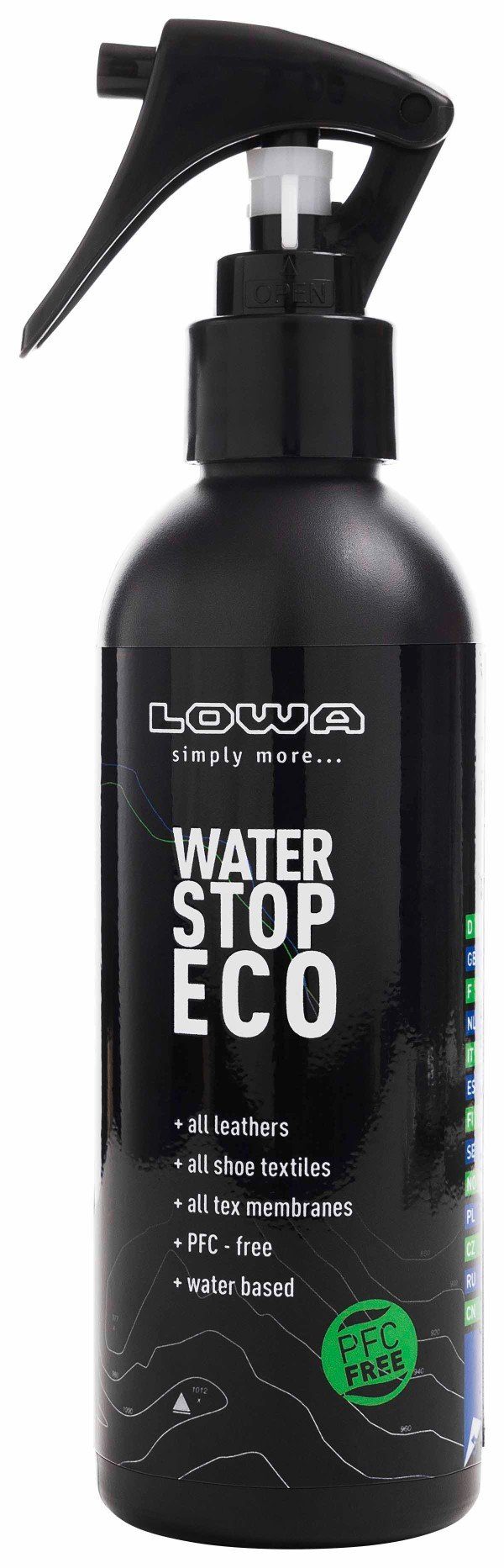 Stop und alle - Schuh-Imprägnierspray Water imprä­gniert Mate­rialien Lowa ECO schützt