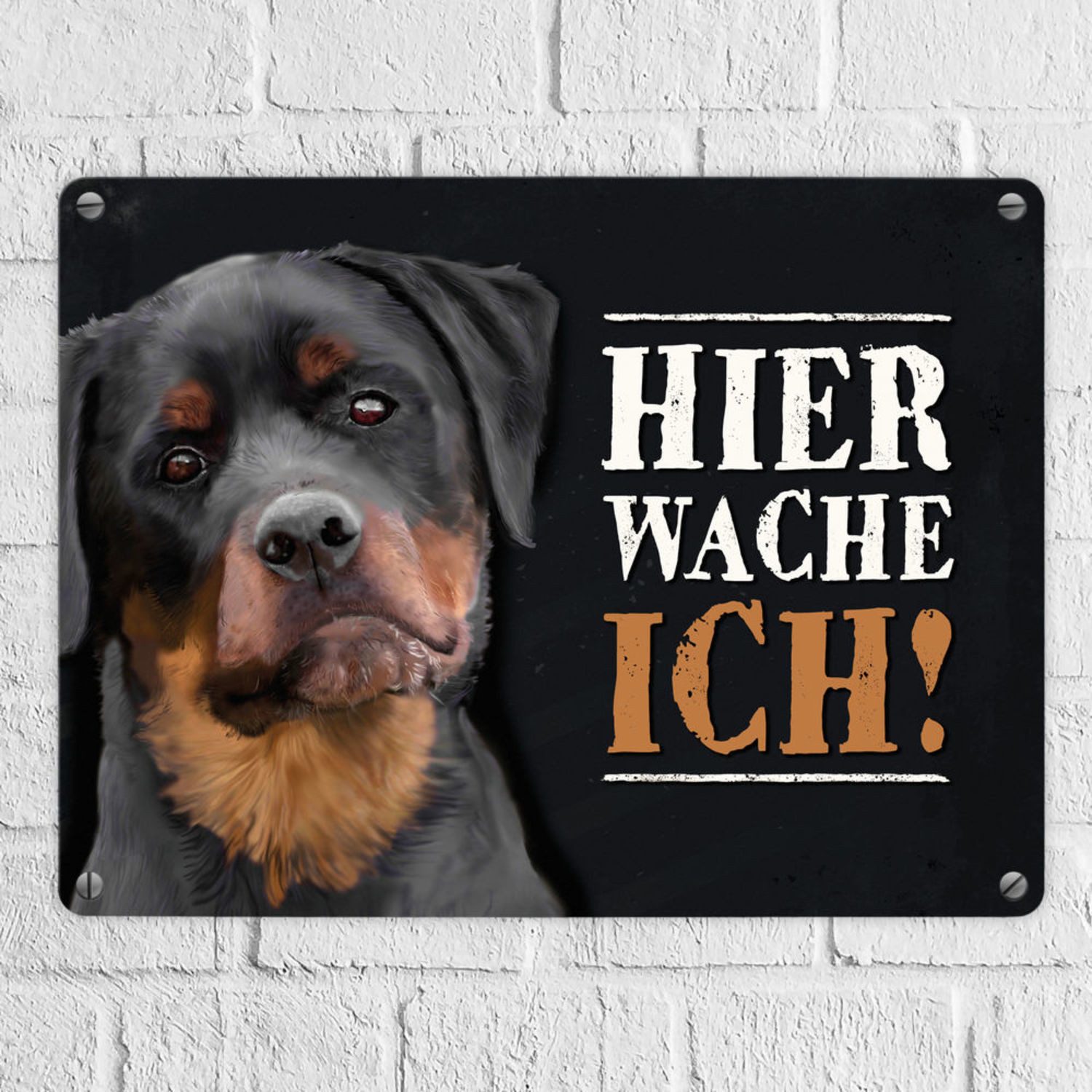 speecheese Metallschild Metallschild mit Rottweiler Motiv und Spruch: Hier günstig online kaufen