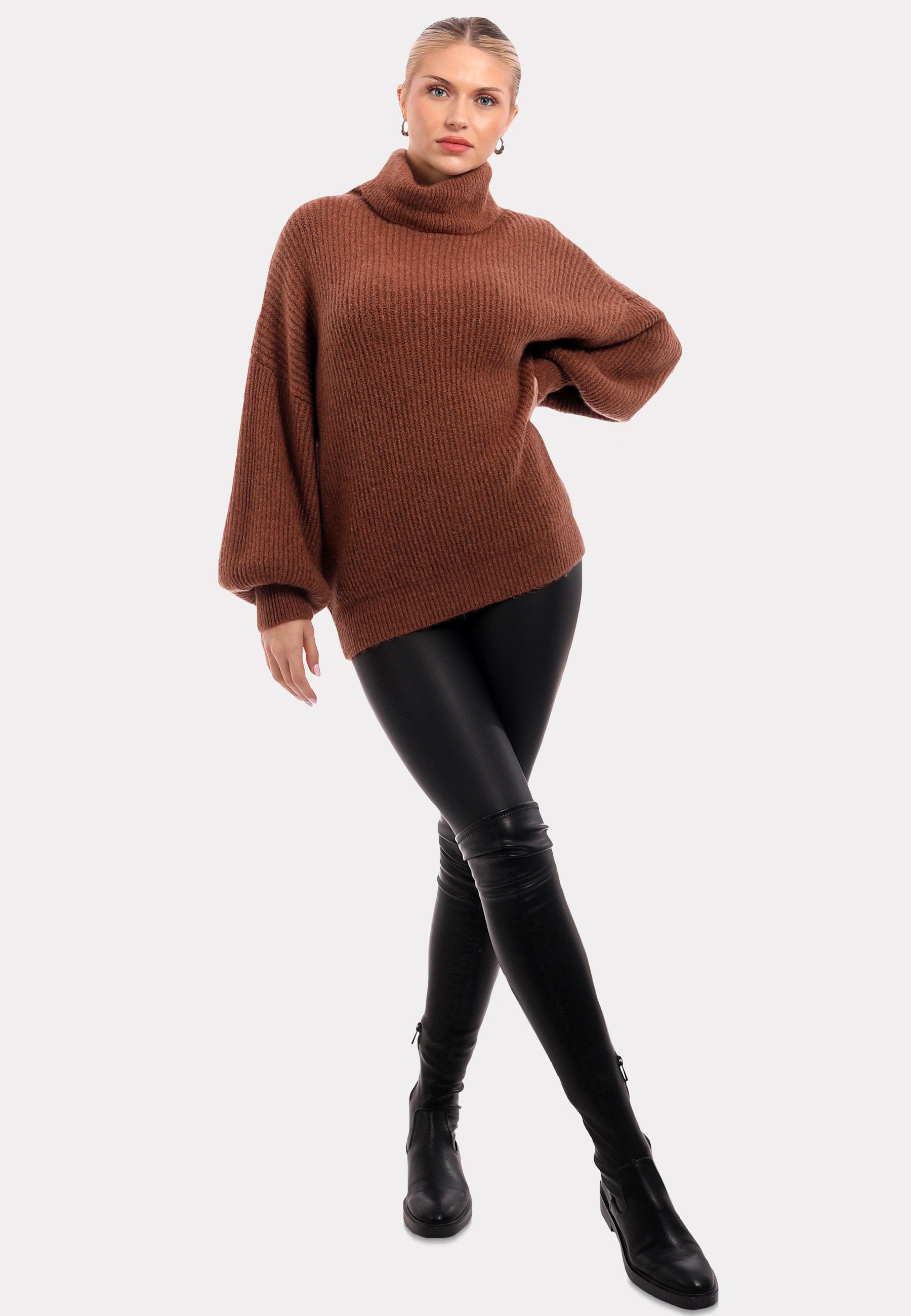 Pullover Winter Style Fashion & mit Rollkragenpullover Casual in Unifarbe YC Rollkragen Sweater Camel