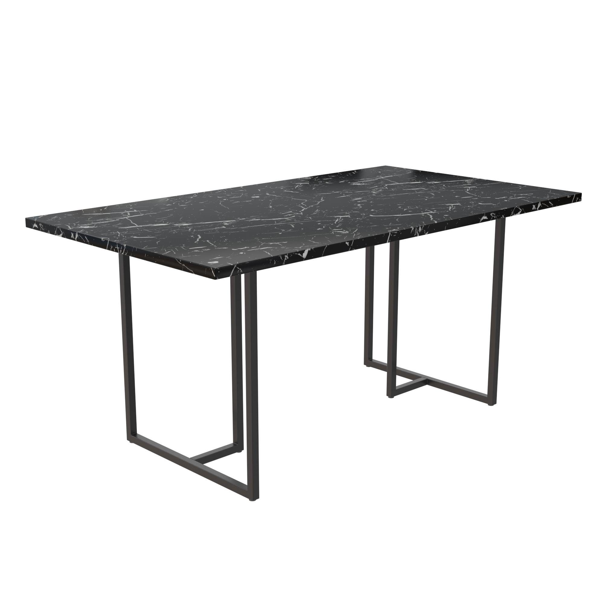 loft24 Esstisch Astor, Tisch in Marmoroptik mit Metallgestell, Breite 162,5 cm schwarz