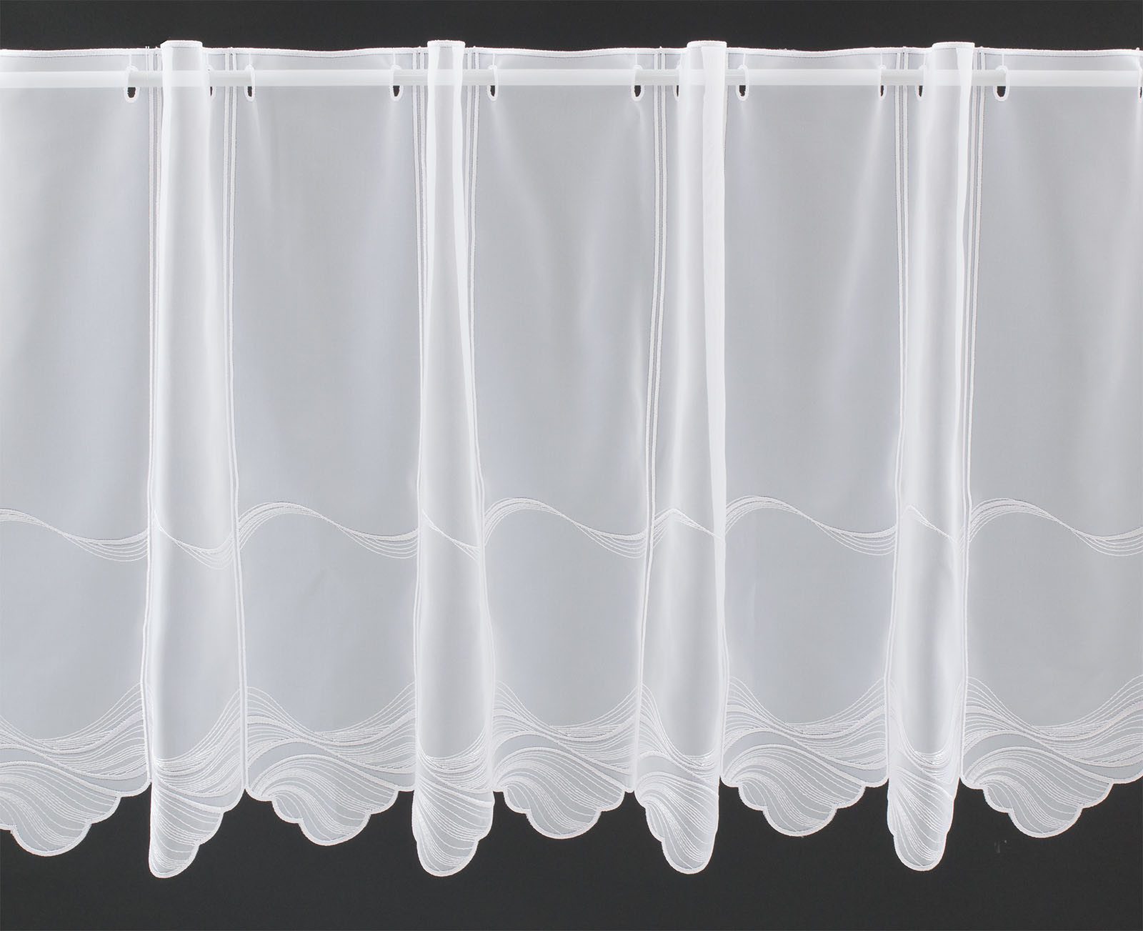 Gardinen Kranzusch Scheibengardine bestickte Welle (1 St), Stangendurchzug, transparent, Stablöcher,transparent