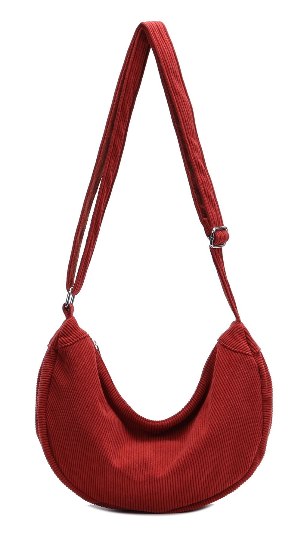 Schultertasche Damen Halbmond Tasche aus Cord Body Bag Umhängetasche CrossOver Urlaub