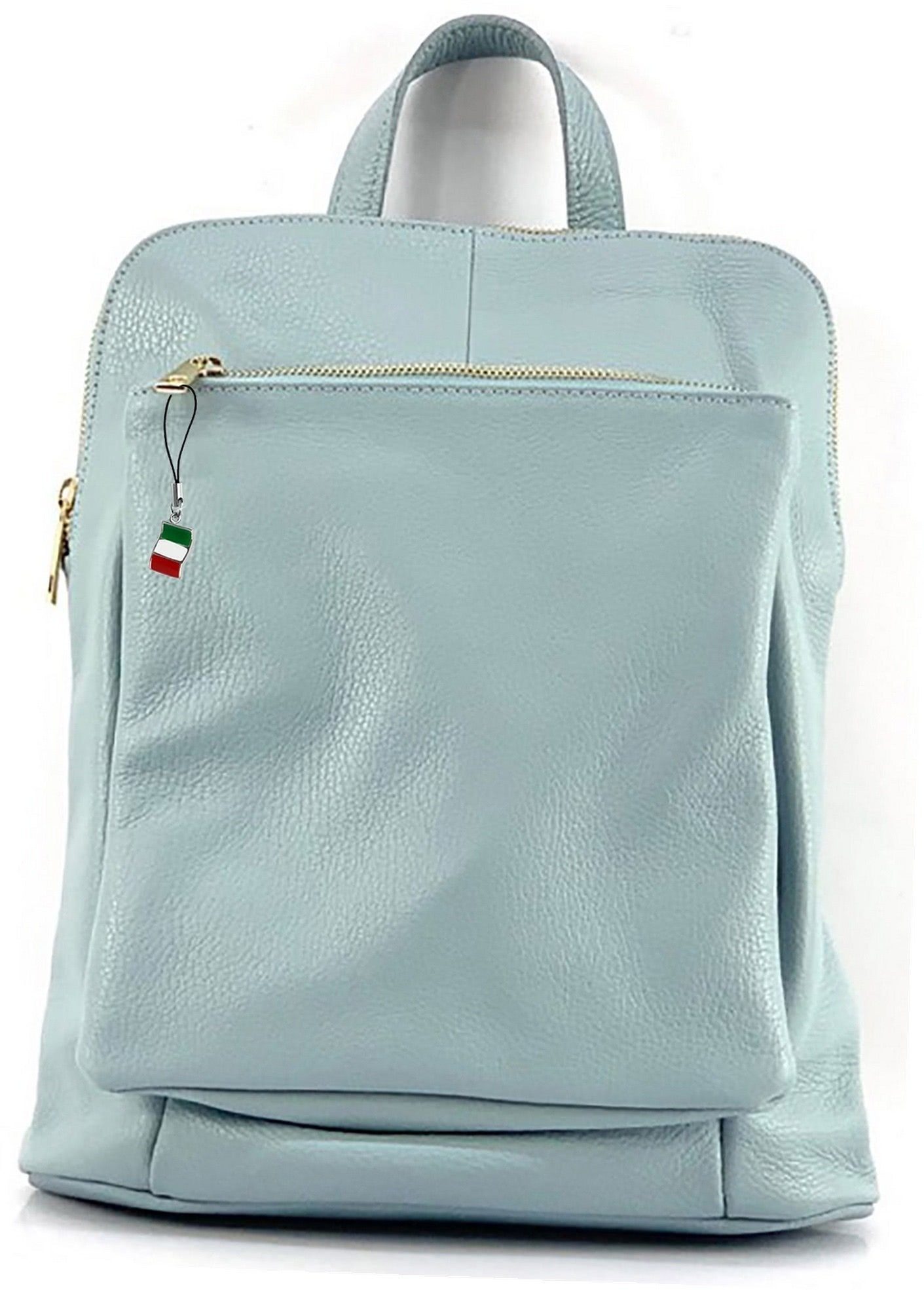 FLORENCE Cityrucksack Florence Damen Rucksack Echtleder (Cityrucksack), Damen Tasche Echtleder hellblau, Made-In Italy