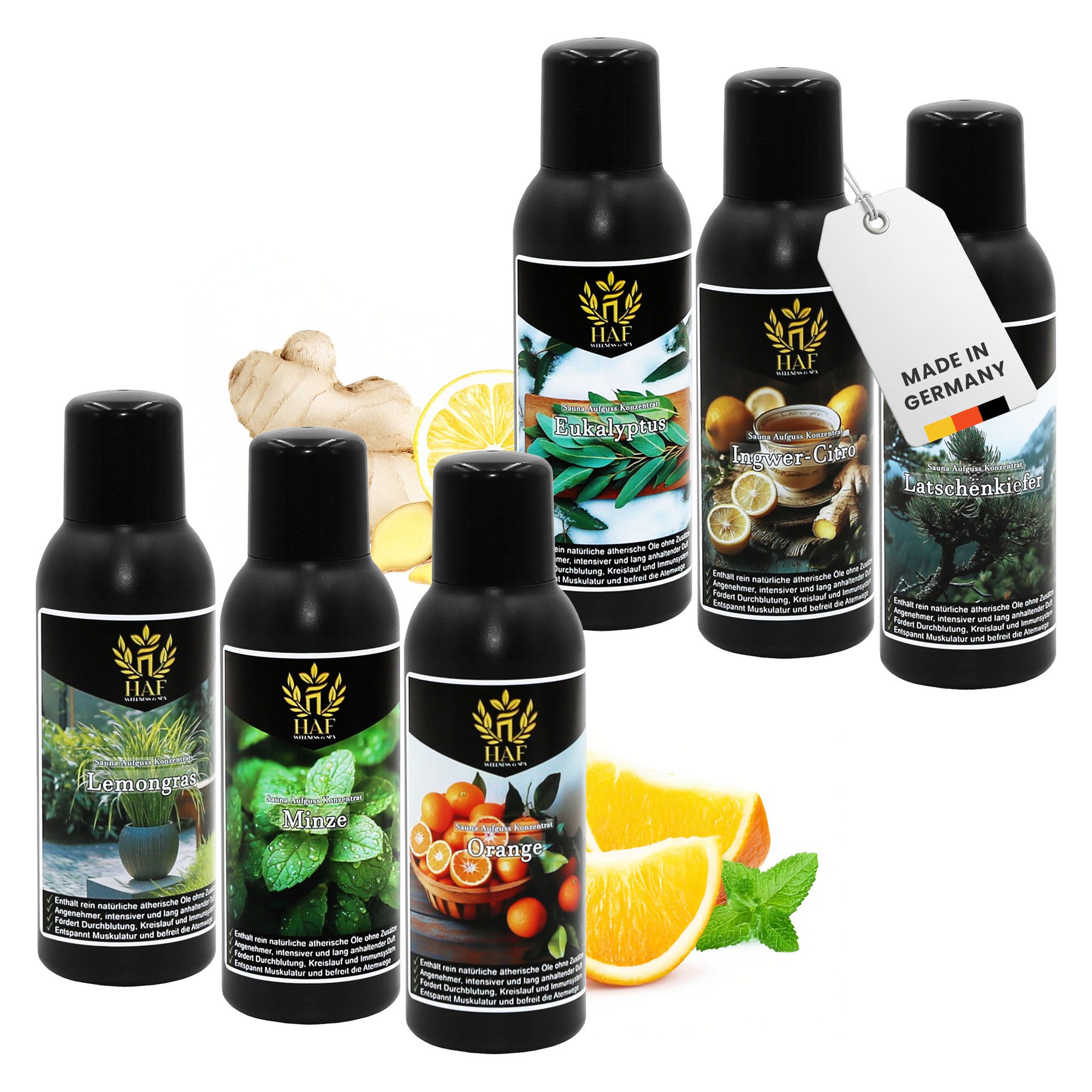 HAF Aufgusskonzentrat Sauna Aufguss Konzentrat 10 Sets in 4 Größen 400ml-1500ml Saunaaufguss, 600 ml, (Auswahl aus 10 verschiedenen Sets in den Größen:, 4x100ml, 6x100ml, 4x250ml, 6x250ml), Qualität: Made in Germany