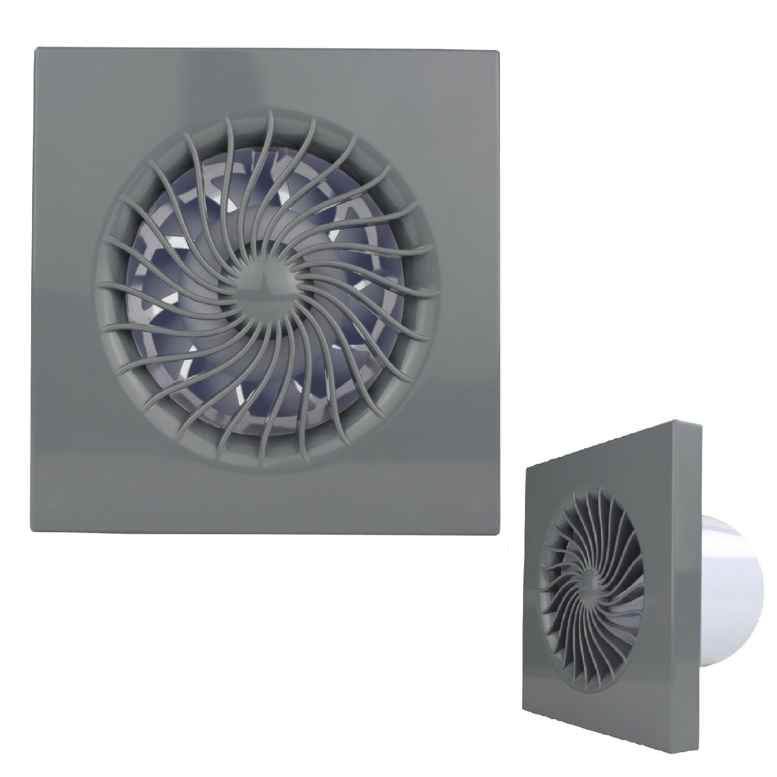 Badventilator Standard 100 Ventilator Badezimmer VONLIS Abluft Badlüfter grau, Wandventilator Zuluft Ø