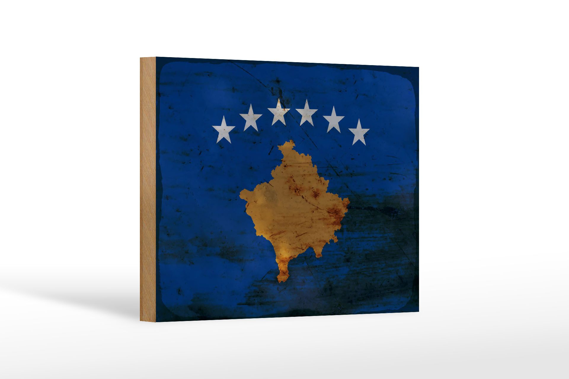 Femer GmbH Holzbild Flagge Kosovo 18x12 cm Flag of Kosovo Rost, Flaggen (1 St), Glatte Holzfaserplatte (MDF), vorn beschichtet