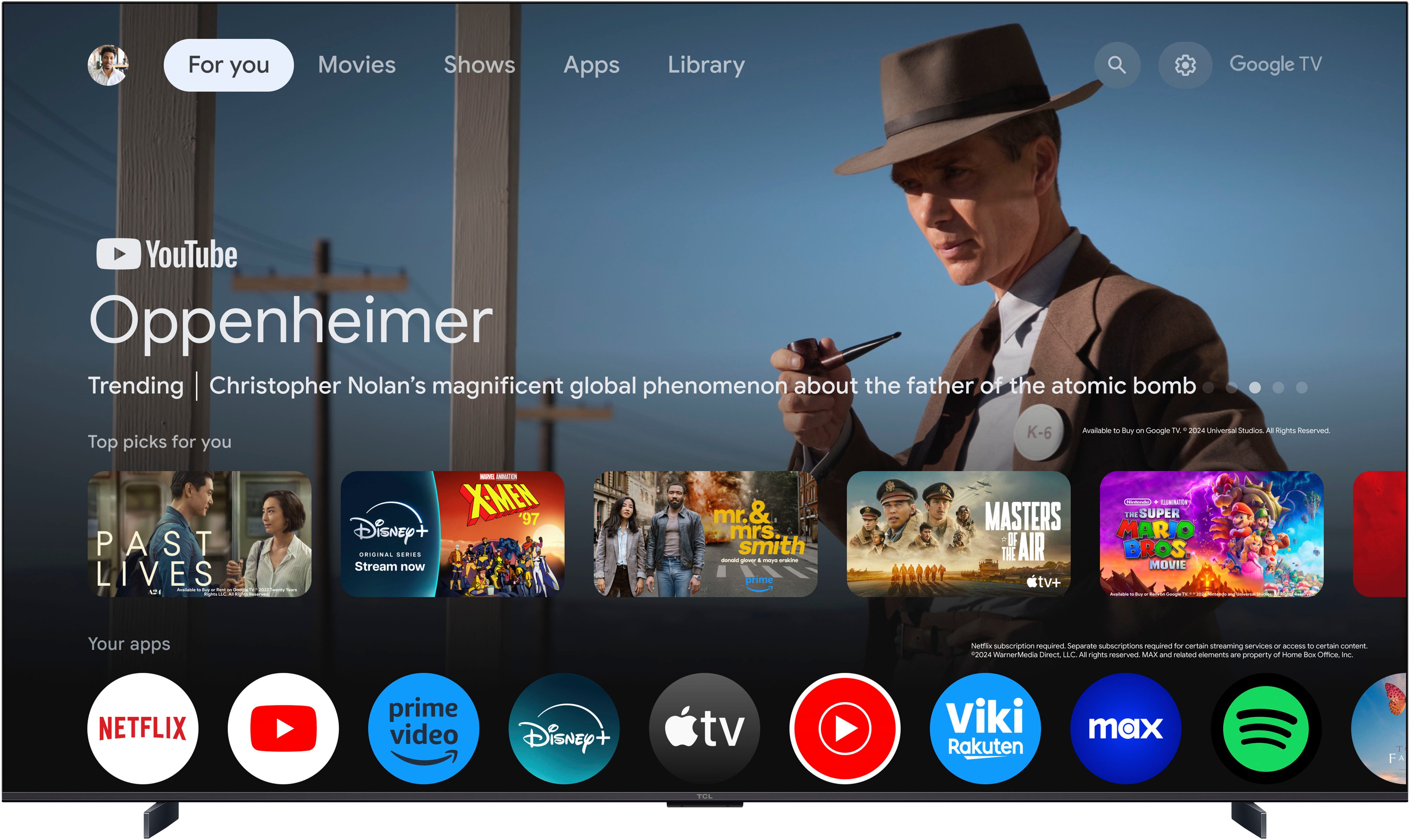 TCL 98P81KX1 QLED-Fernseher (248 cm/98 Zoll, 4K Ultra HD, Google TV, Smart-TV, 144Hz, Multi-HDR, Dolby Vision, Game Master, Smart TV, Apple TV, ONKYO)