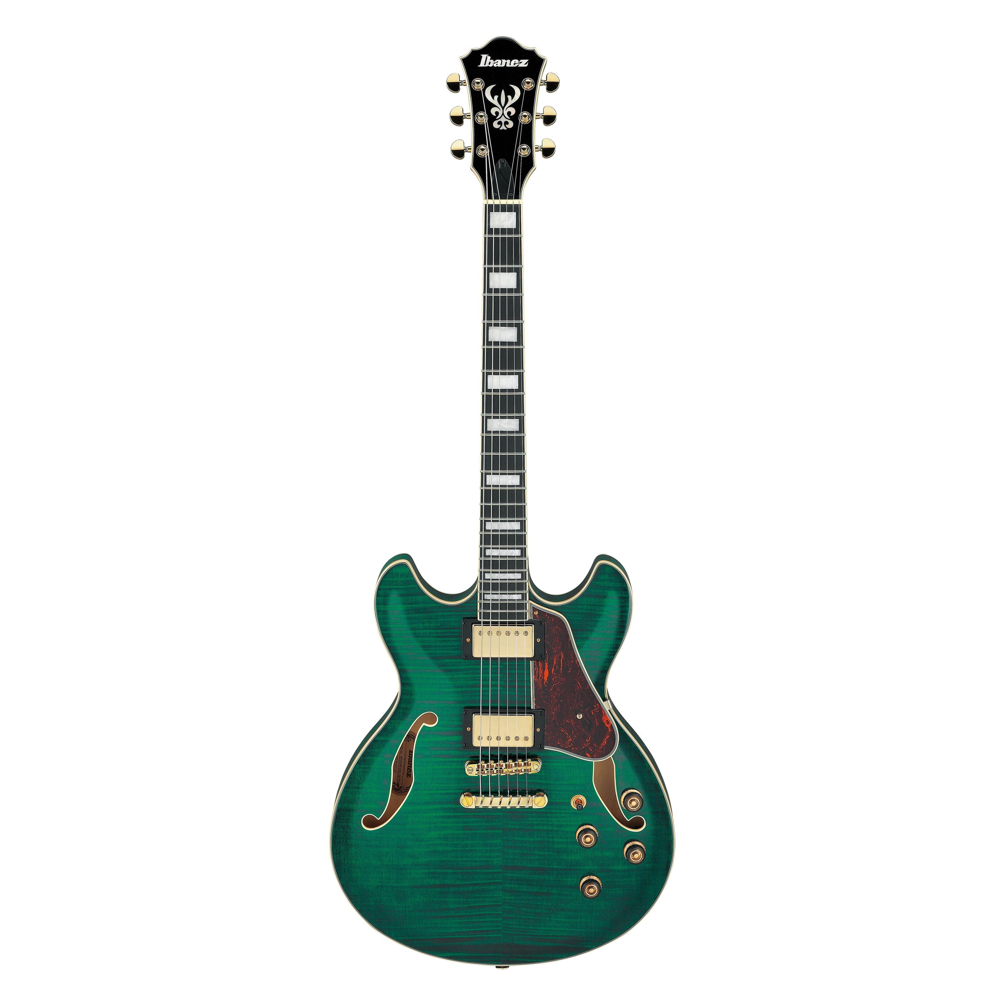 Ibanez Halbakustik-Gitarre, Halb-Akustik Гитары, Semi Hollow-Modelle, Artcore Expressionist AS93FM-TMG Transparent Moss Green -