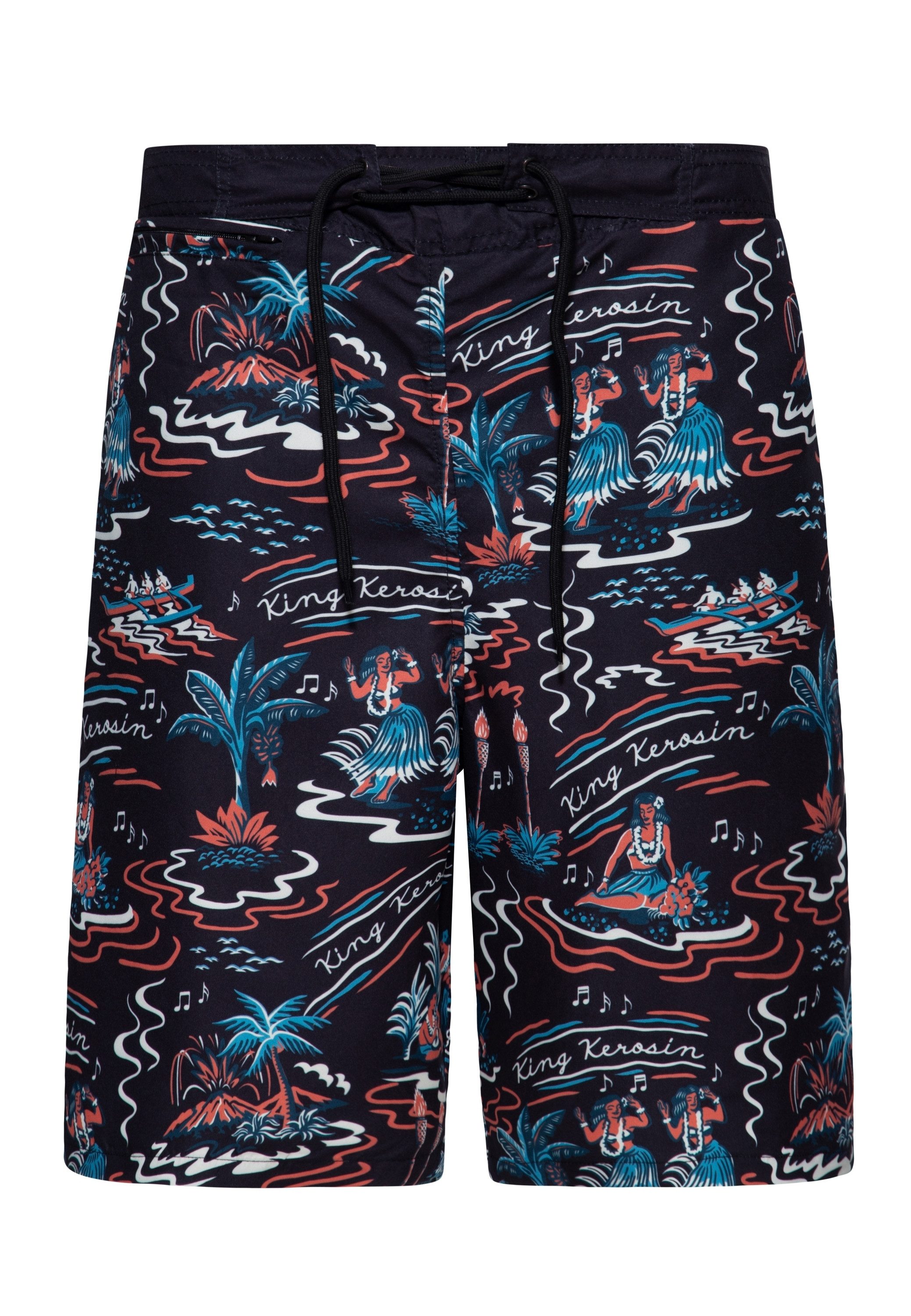 KingKerosin Badeshorts Hawaii im hawaiianischen Allover-Design