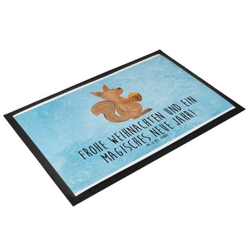 Fußmatte 60 x 90 cm Eichhörnchen Weihnachten - Eisblau - Geschenk, Schmutzfang, Mr. & Mrs. Panda, Höhe: 0.3 mm, Attraktives Design
