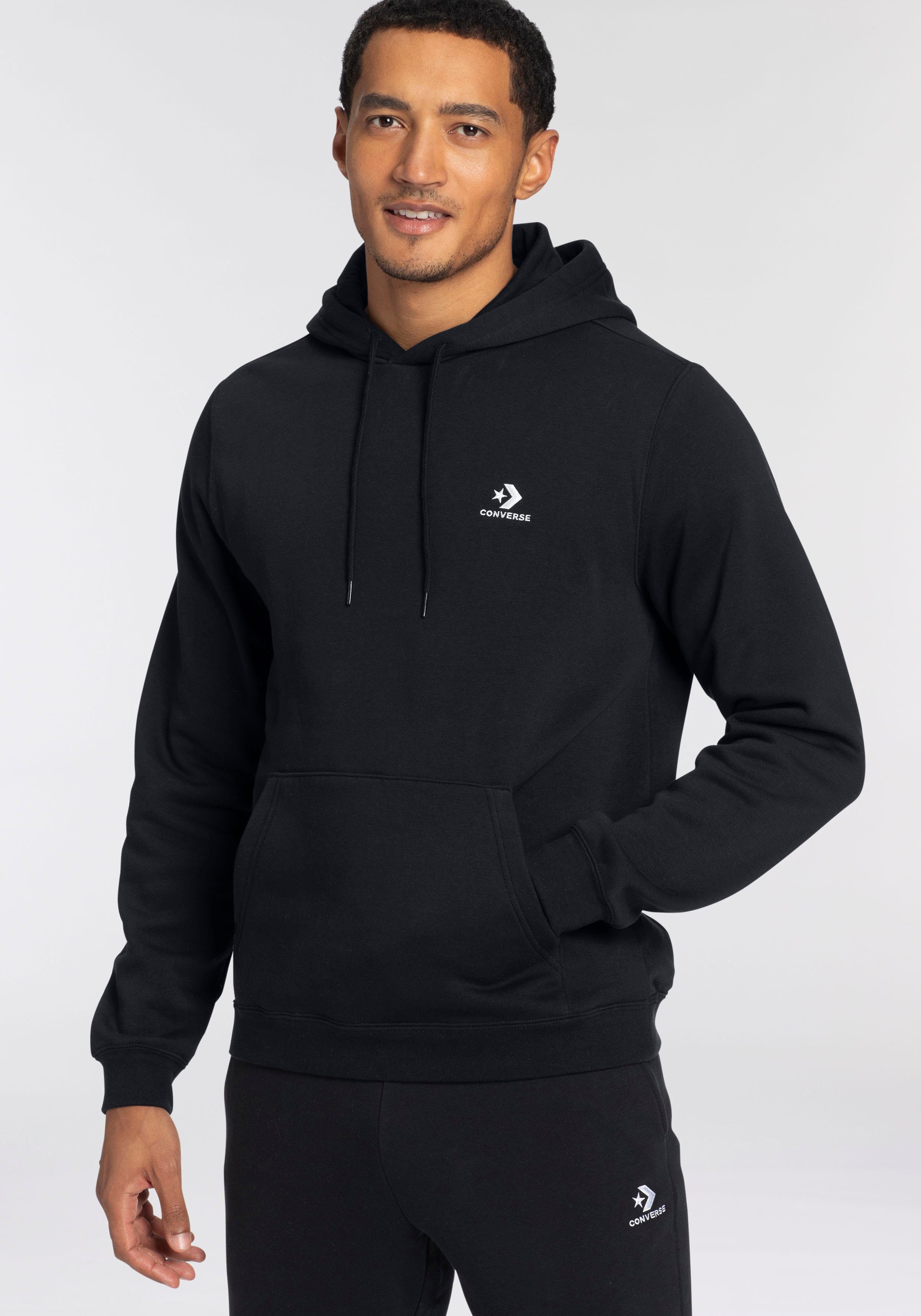 Converse Kapuzensweatshirt EMBROIDERED STAR CHEVRON BRUSHED BACK FLEECE HOODIE (1-tlg) Unisex BLACK