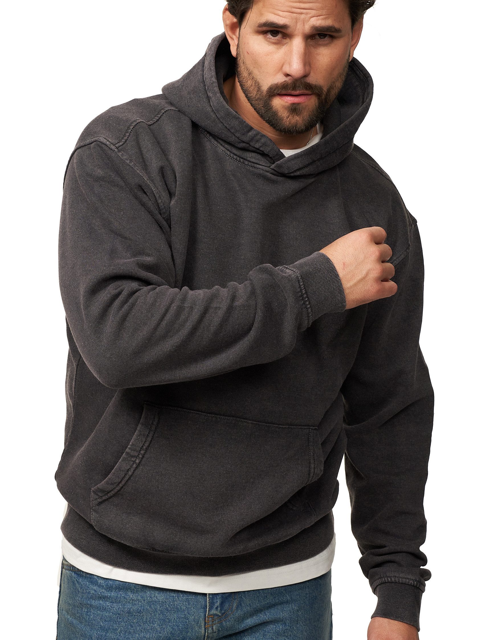 DAILY COTTON Hoodie im Oversize Schnitt Unifarben - Kapuzenpullover Loose-Fit Herren Basic Kapuzen-Sweatshirt Oversized Raglan Sweater