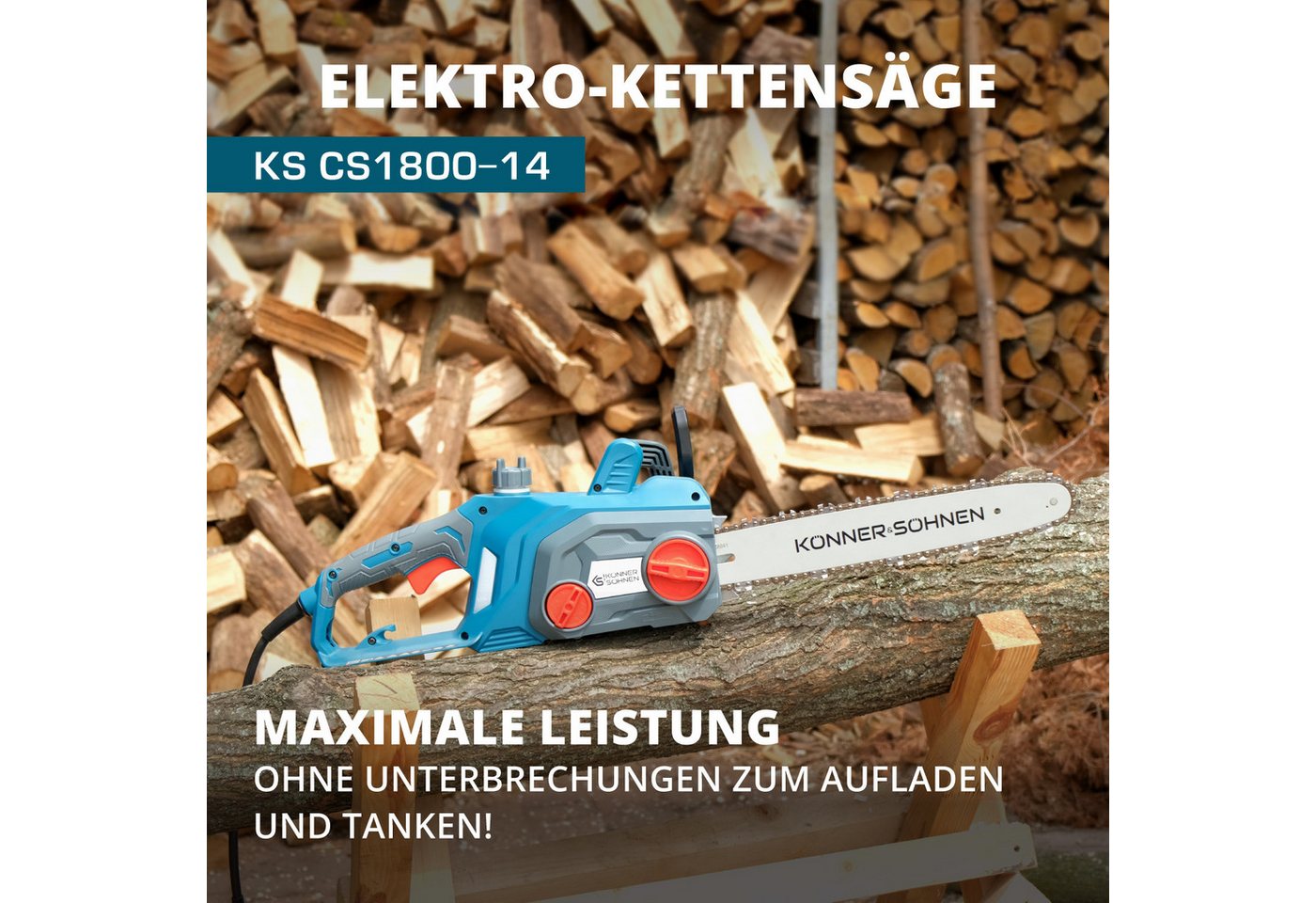 Thumbnail - Könner & Söhnen Elektro-Kettensäge KS CS1800-14, 1-tlg.