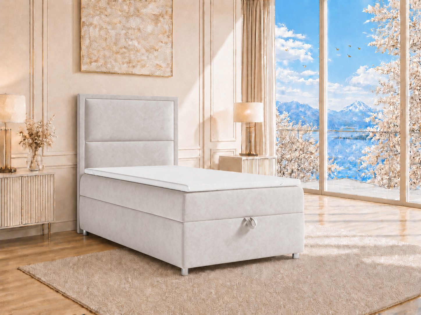 Best for Home Boxspringbett K-11 SINGLE mit Bettkasten, Bonellfederkern, Komfort Topper H3 (Hotelbett, Einzelbett, Kinderbett, Juniorbett, 5-St., 70x200 80x200 90x200 100x200 cm), Einzelbett mit integriertem Stauraum, gepolstertem Kopfteil