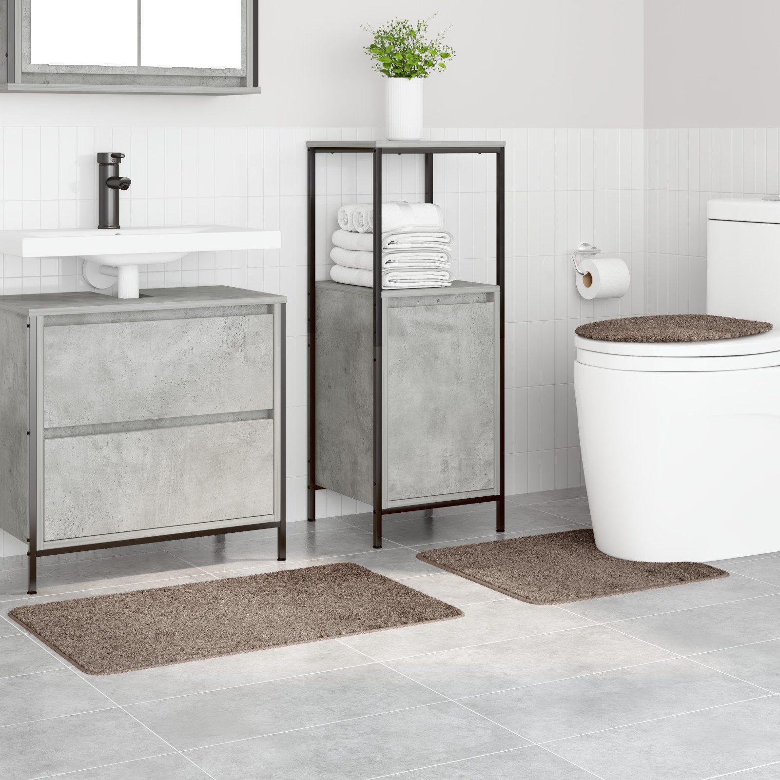 vidaXL Badematte 3-tlg. Badematten-Set Braun Polypropylen günstig online kaufen
