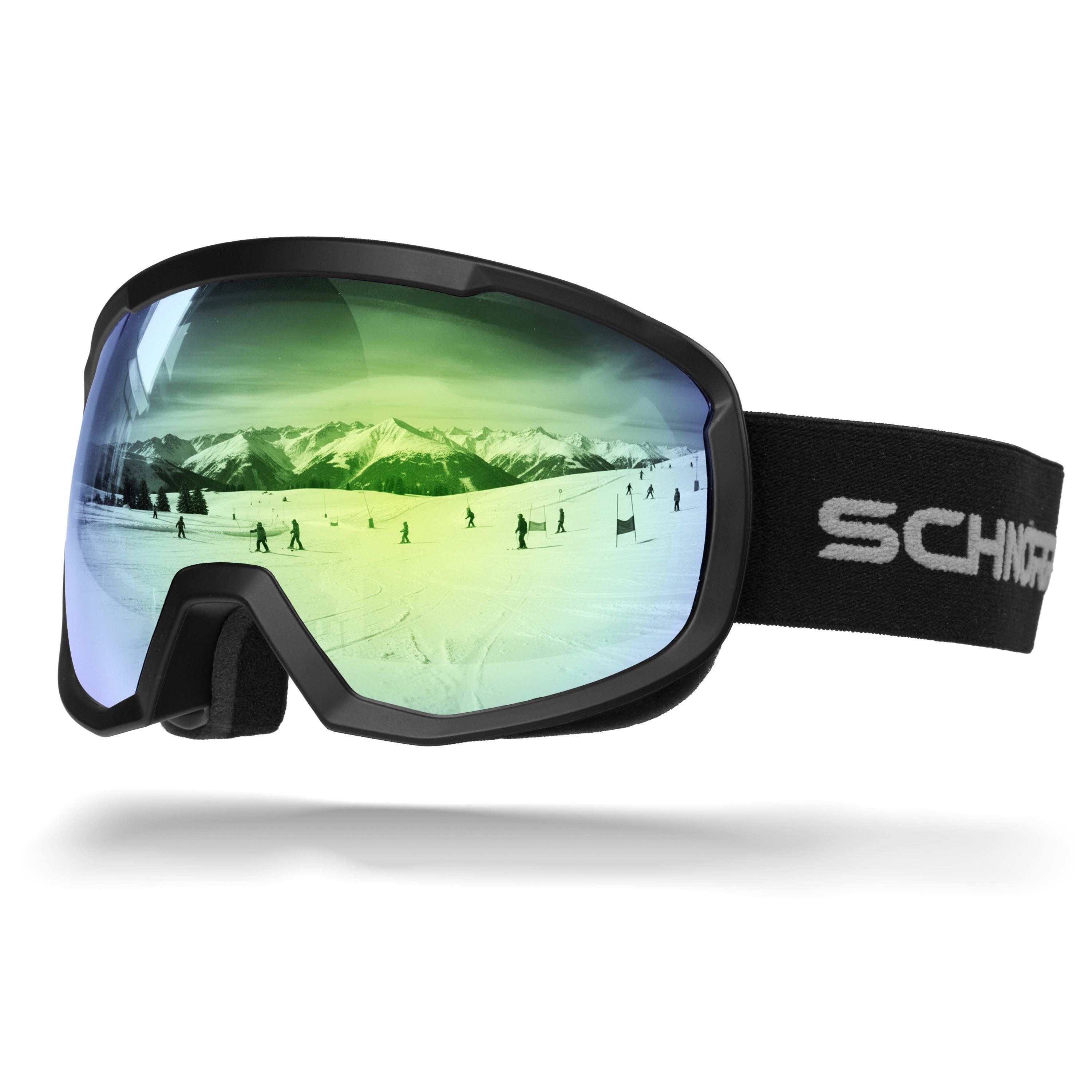 SCHNORR Sportbrille Kinder Skibrille Kidsi Go Grün S2, Full REVO verspiegelt, Anti-Fog, U, (1-St), Verspiegelte Full REVO-Beschichtung Grün (S3)