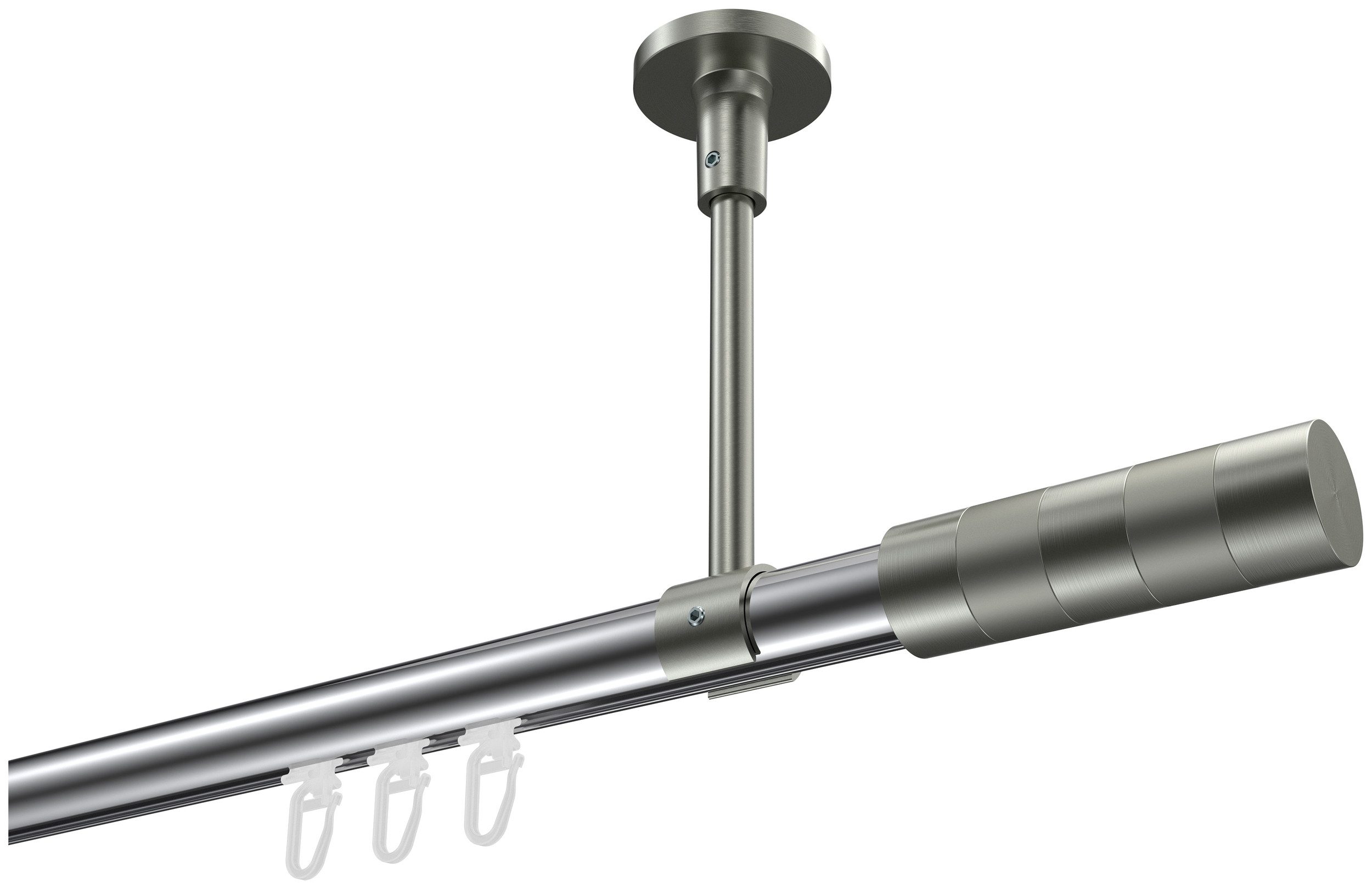 INTERDECO Innenlaufschiene Sonette Mavell, Ø 20 mm, 1-läufig, Fixmaß, kürzbar, Deckenmontage, Aluminium, Chrom / Edelstahl-Optik / Bicolor