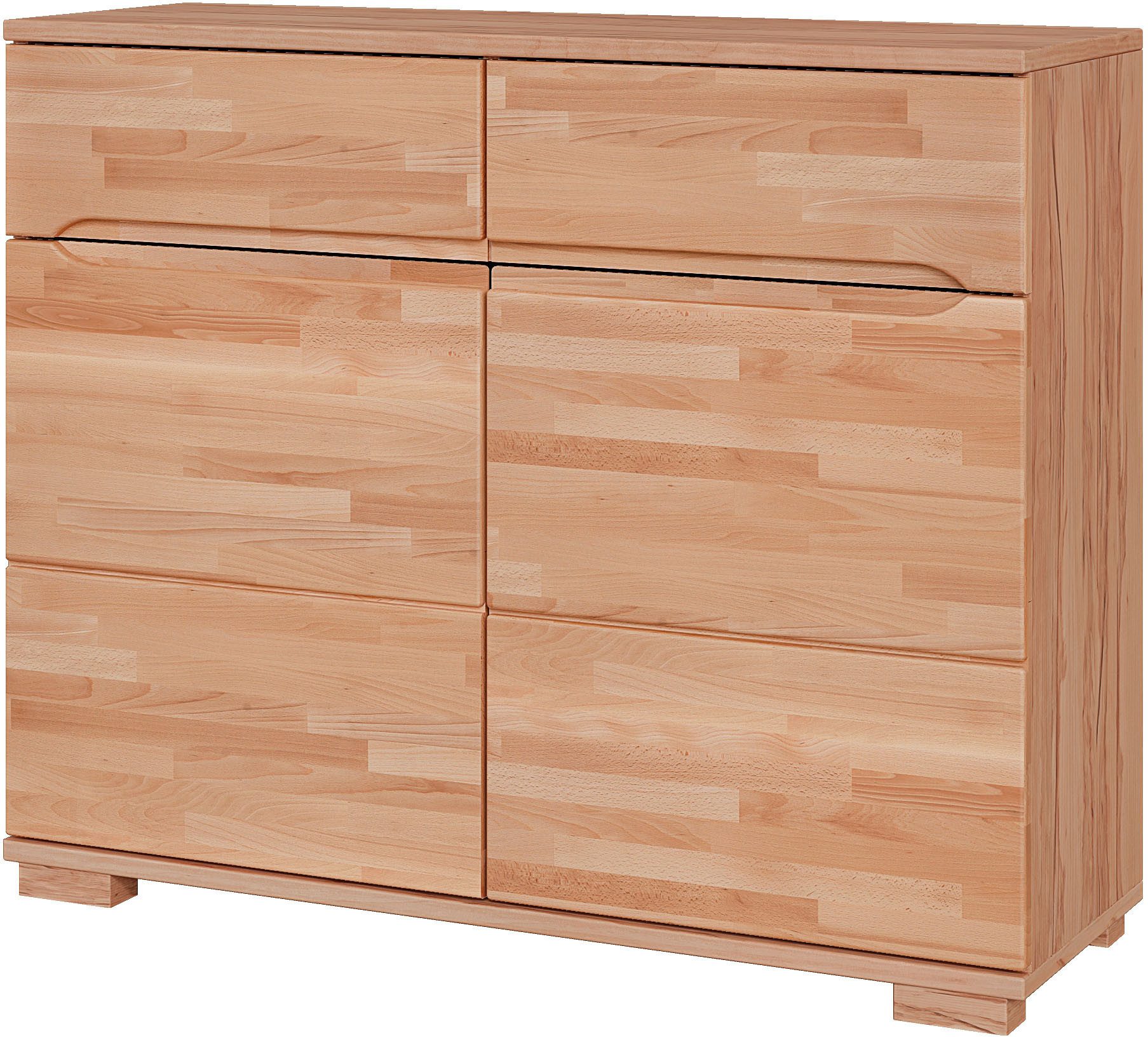 Home affaire Sideboard VETRO in zwei Farben Erhältlich, teilmassiv, 2 Schubladen, 3 Fächer, B/T/H: 100/40/85cm Fronten: Massivholz, Korpus: Melamin, Griffmulden