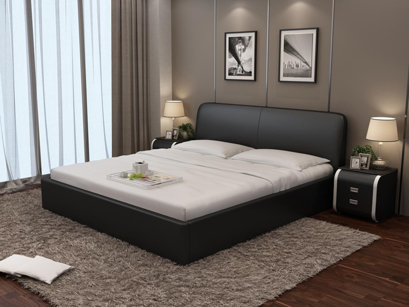 JVmoebel Kunstlederbett Designer Bett Polsterbett Luxusbett Doppelbett Ehebett Кровати (1-tlg., Bett LB8836), Made in Europa