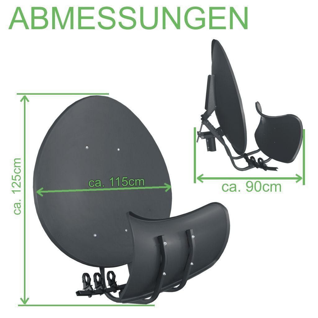 Koscom Toroidal T90 P Anthrazit Multifocus Antenne inkl 5 LNB Halter Sat-Spiegel