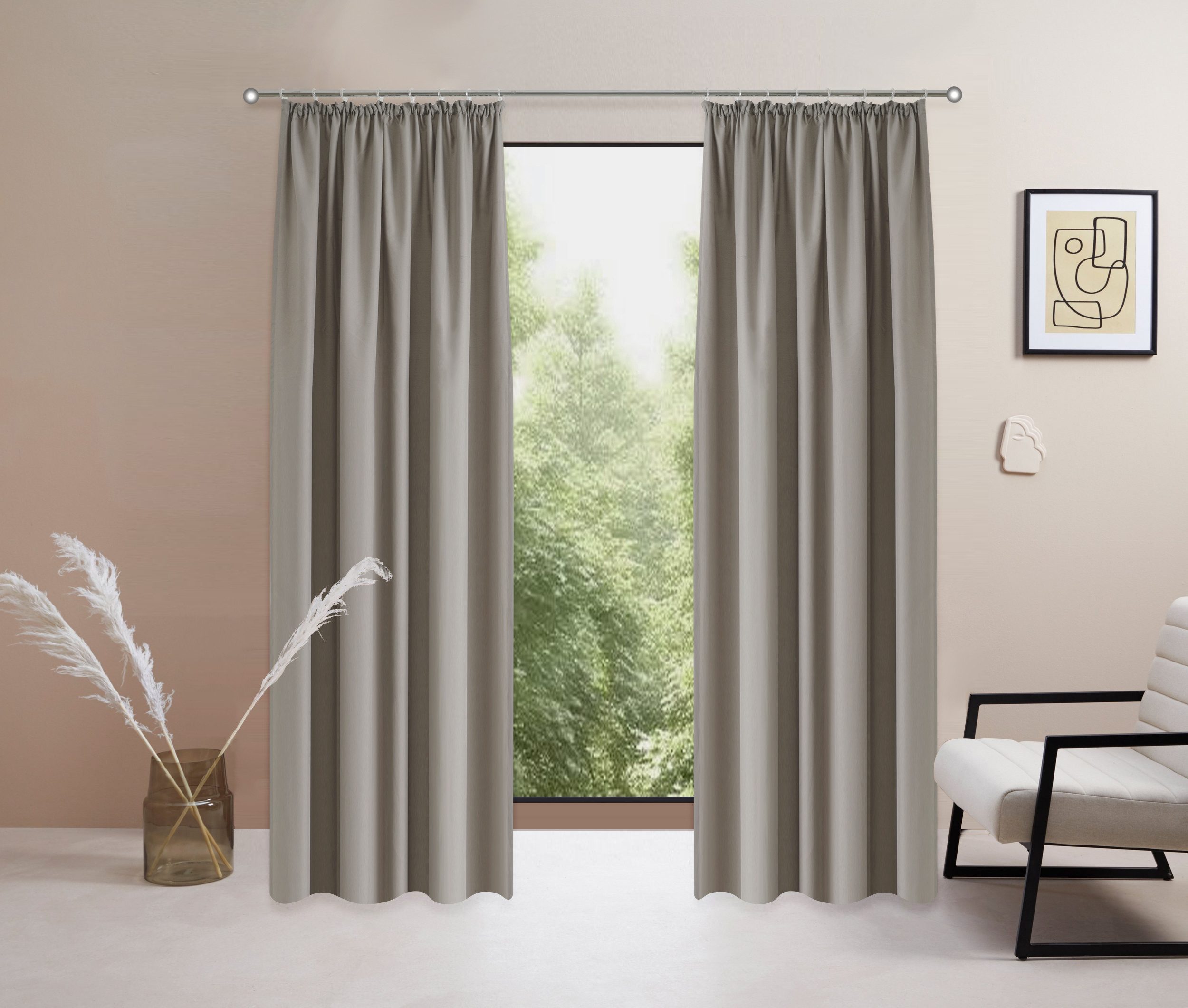 my home Vorhang Raja, Kräuselband (2 St), blickdicht, Polyester, 2er-Set, Bestseller, einfarbig, modern, pflegeleicht, Mikrofaser