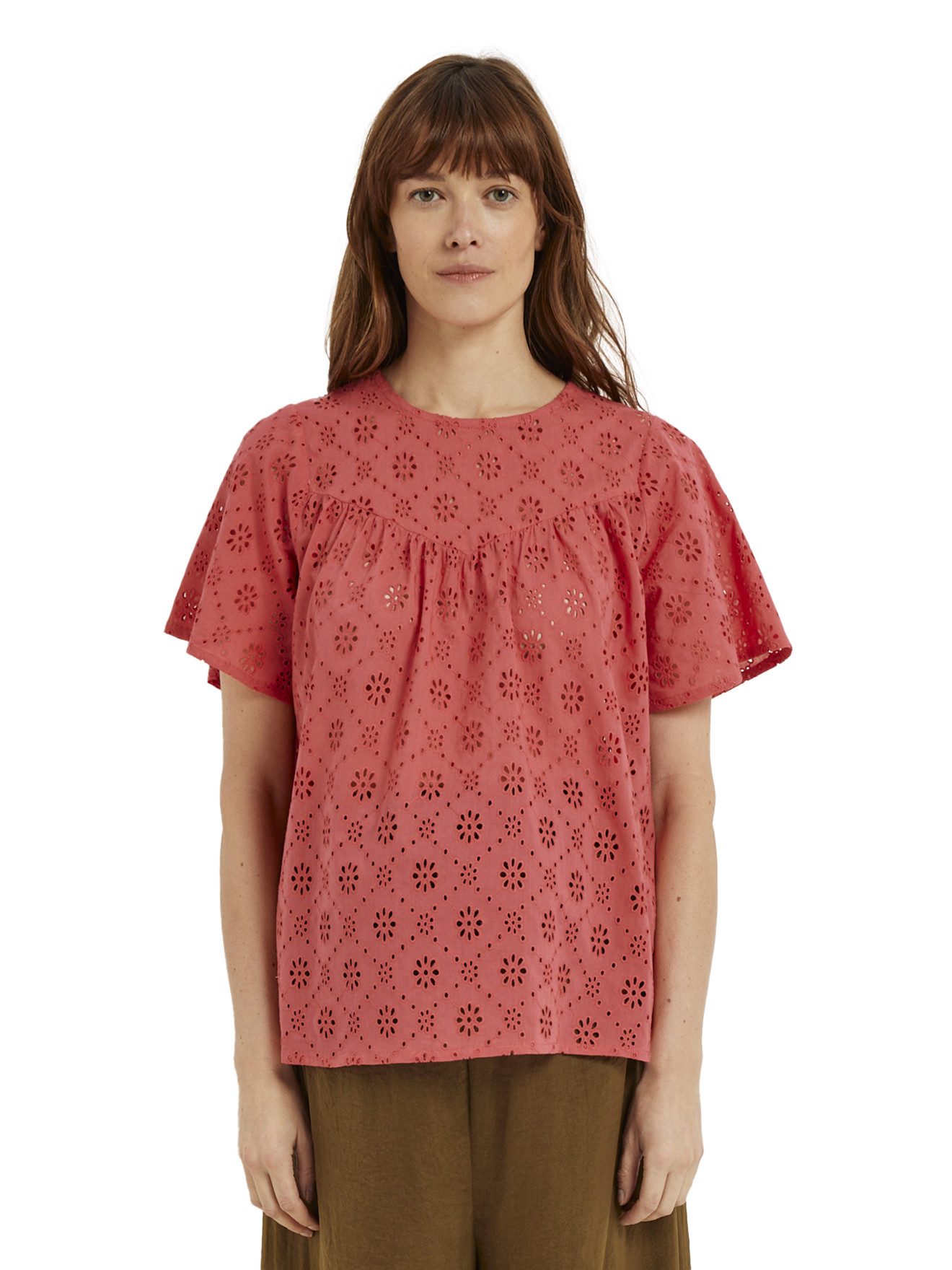 Kurzarmbluse Umstandsbluse mit Lochstickereien