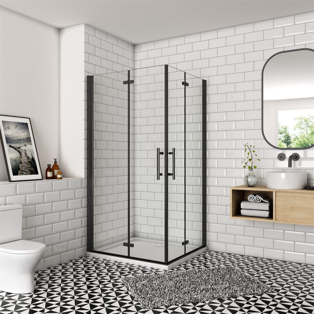 AICA Dusch-Falttür 6mm Nano ESG Eck-Duschkabine Glastür Falttür Duschwand, 70x185 cm, (Set) NanoGlas