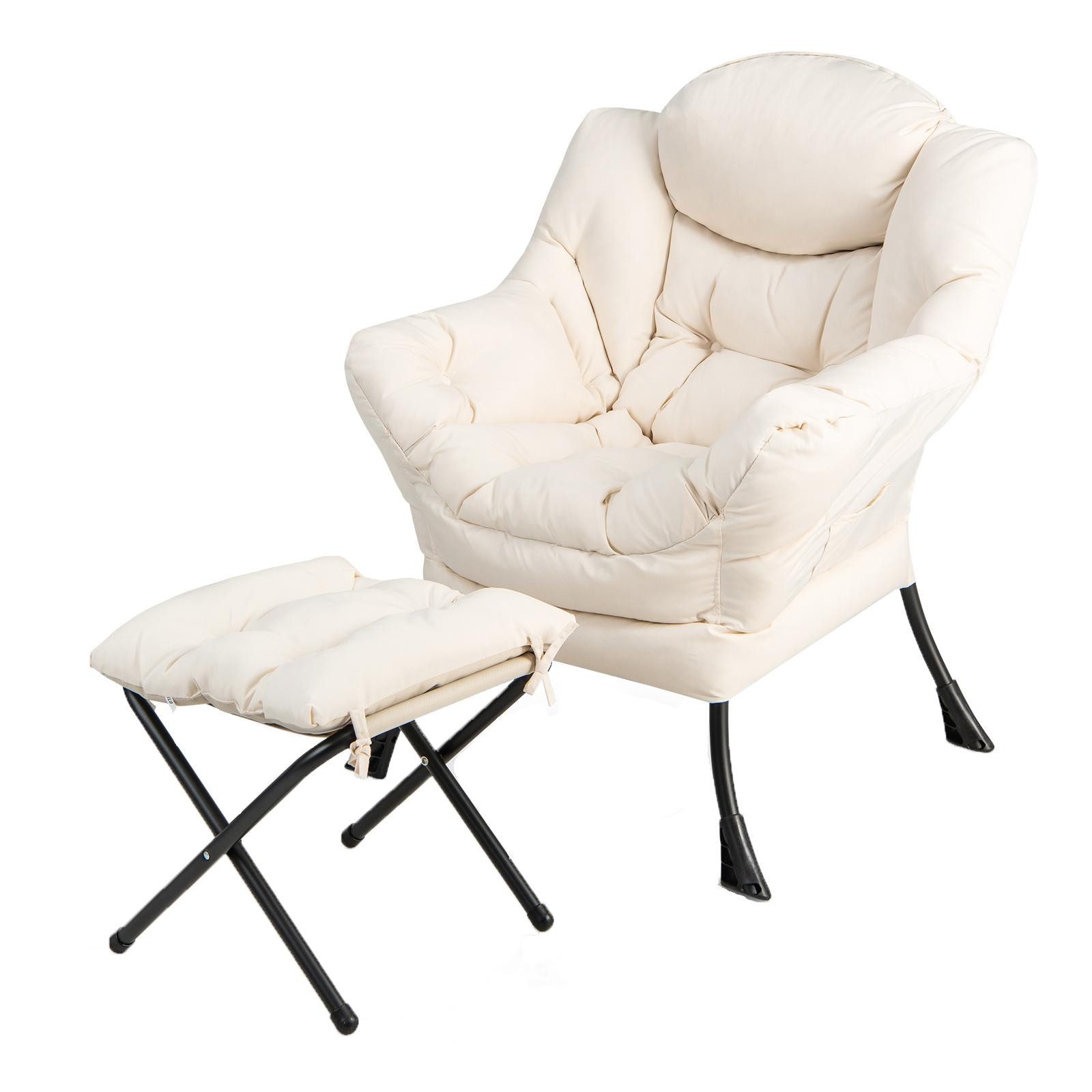 KOMFOTTEU Relaxsessel mit Fußhocker, mit Kopfkissen & Rutschfester Füße,bis 150 kg