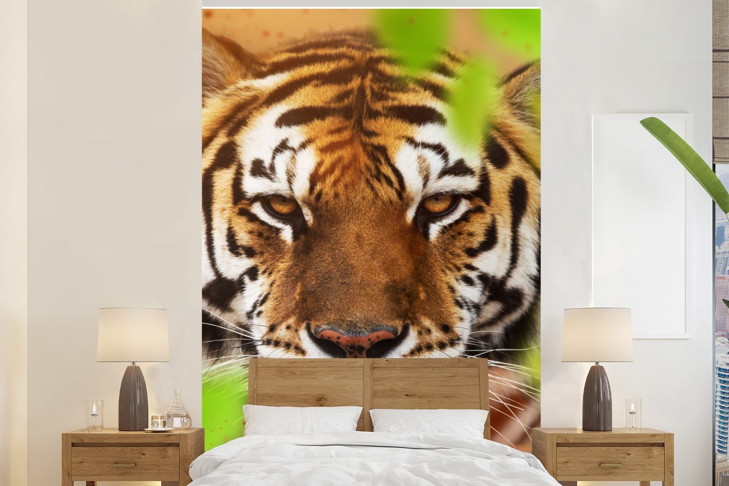 MuchoWow Fototapete Tiere - Tiger - Raubtiere, Matt, bedruckt, (3 St), Montagefertig Vinyl Tapete für Wohnzimmer, Wandtapete