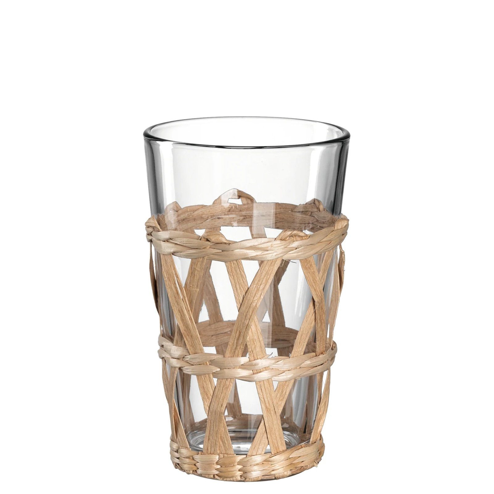 LEONARDO Glas Trinkglas 500 ml beige mit Geflecht GARDA, 1-tlg., Glas, Wasserglas Saftglas Longdrinkglas